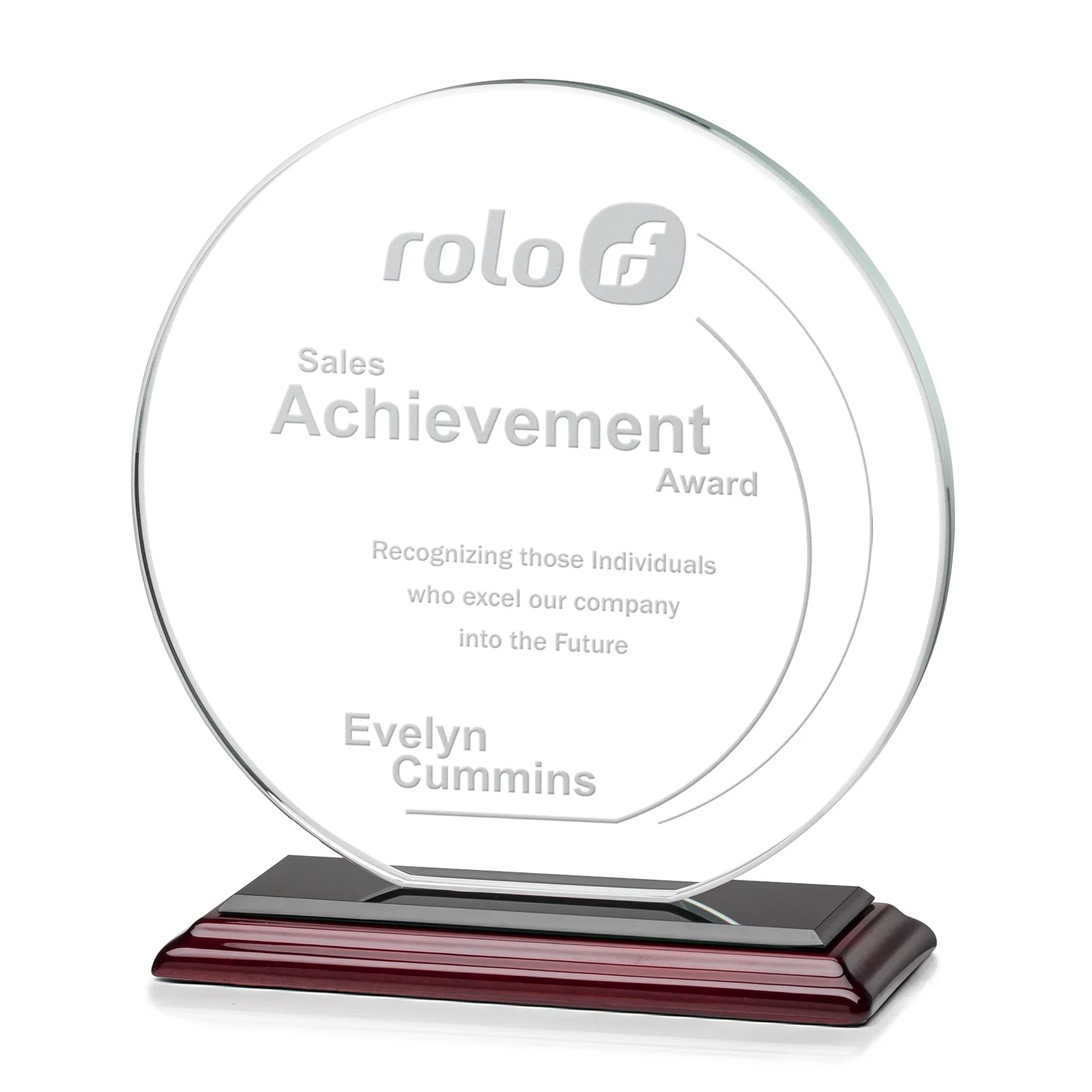 Personalized Starfire Crystal Disc Award On An Ivory Crystal Base, with your logo for dealer and partner awards