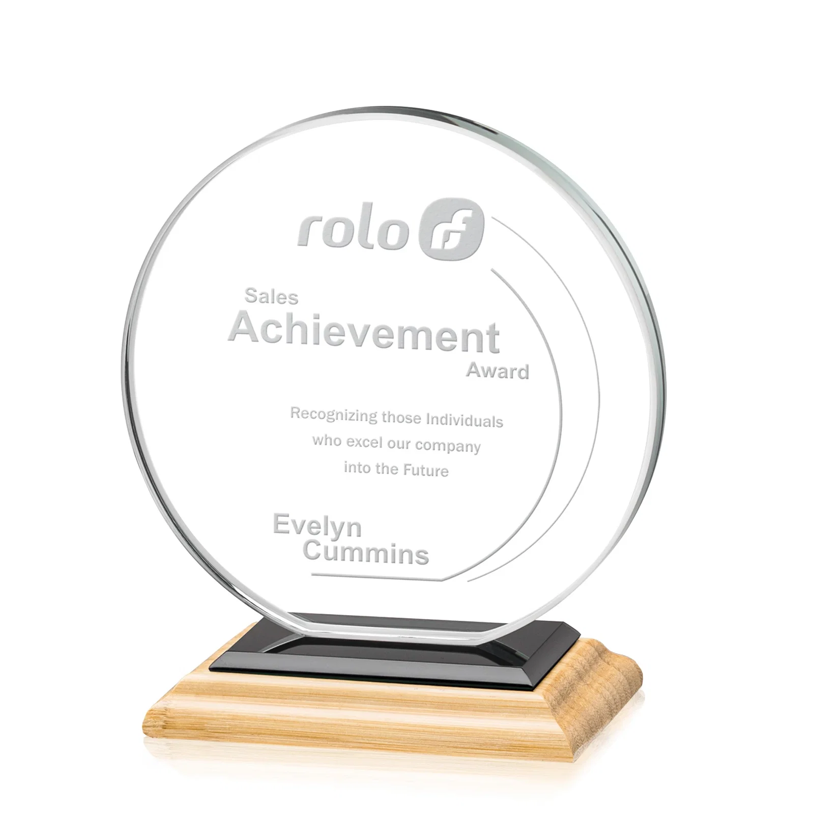 Promotional Starfire Crystal Disc Award On An Ivory Crystal Base, with your logo for team milestone celebrations
