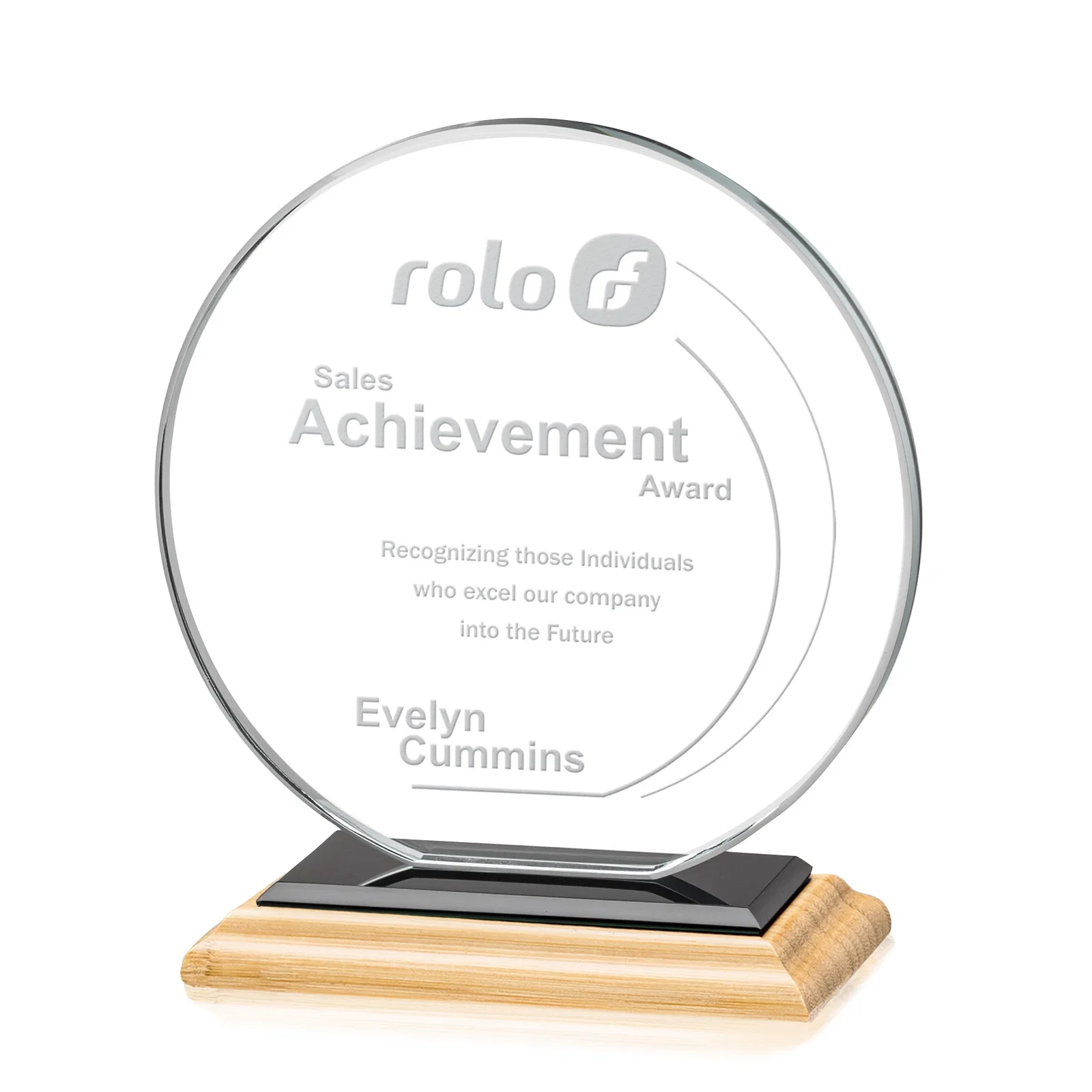 Promotional Starfire Crystal Disc Award On An Ivory Crystal Base, with your logo for donor appreciation
