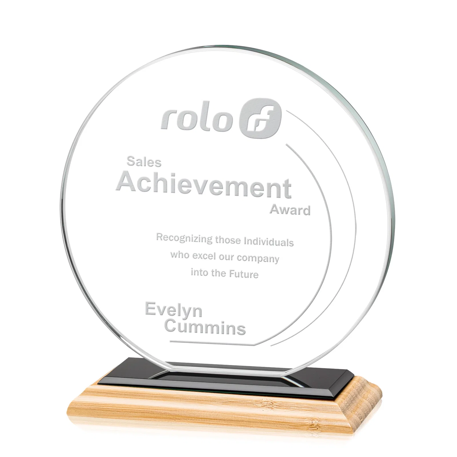 Promotional Starfire Crystal Disc Award On An Ivory Crystal Base, with your logo for graduation ceremonies