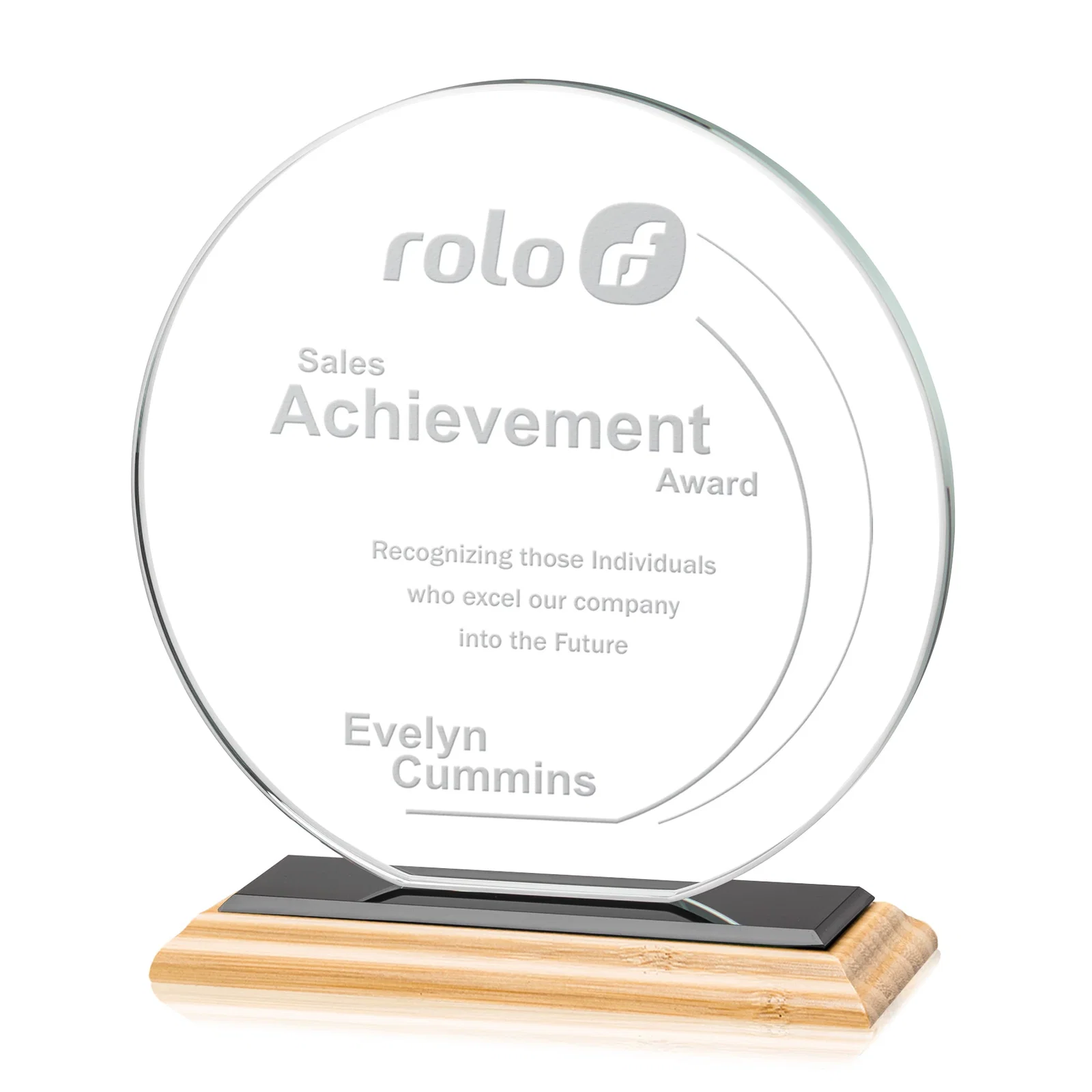 Promotional Starfire Crystal Disc Award On An Ivory Crystal Base, with your logo for safety achievement programs