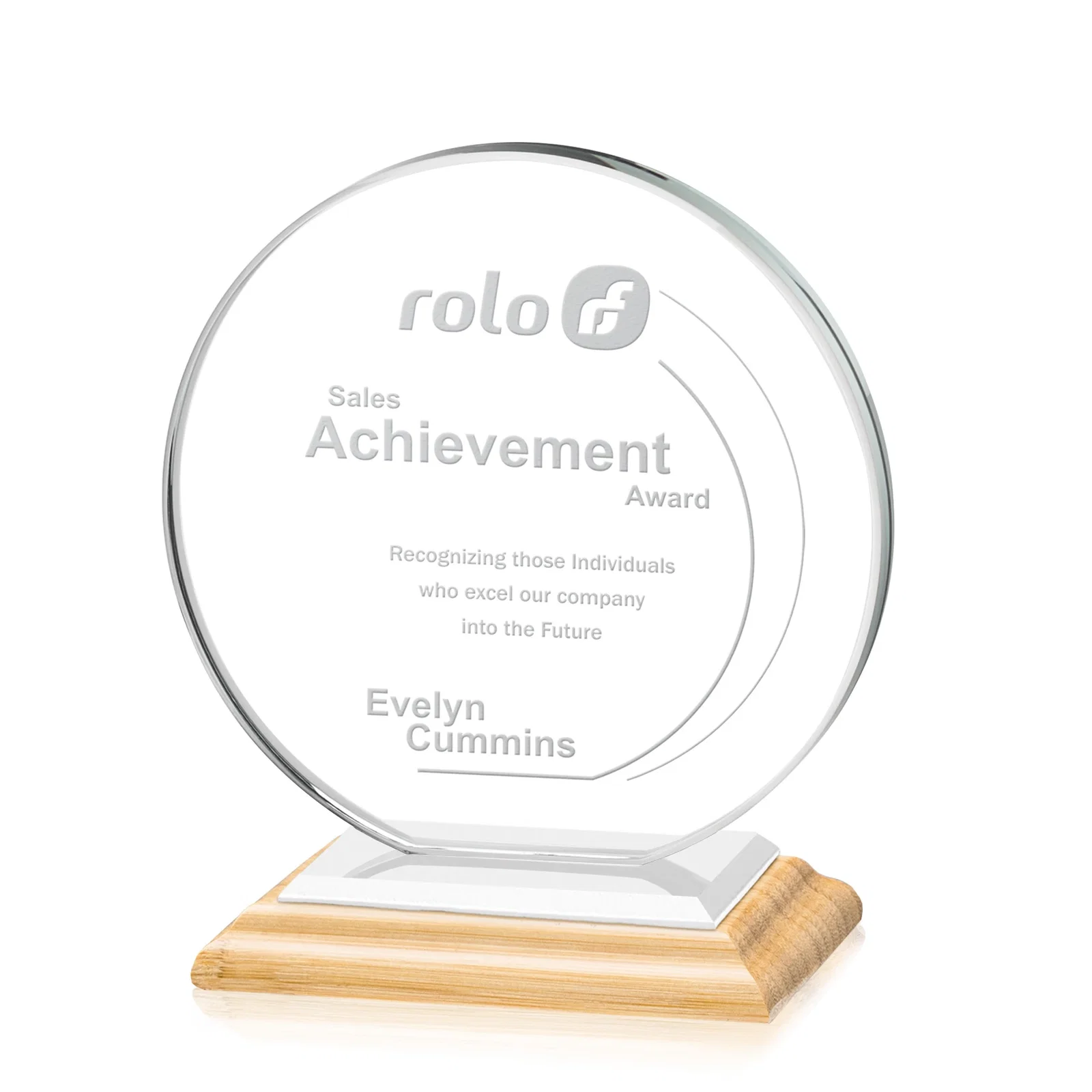 Promotional Starfire Crystal Disc Award On An Ivory Crystal Base, with your logo for dealer and partner awards