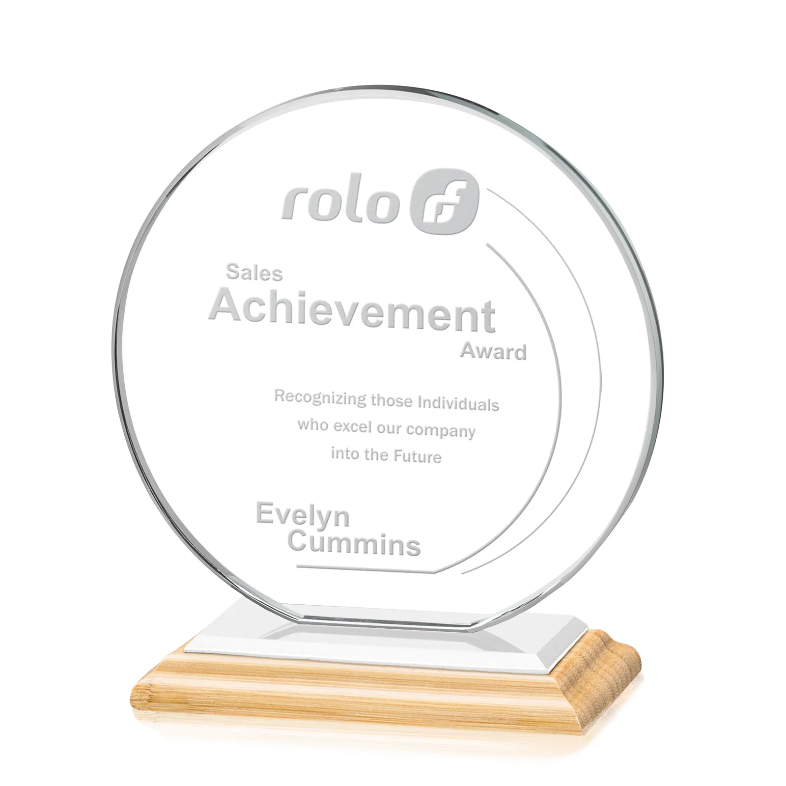 Promotional Starfire Crystal Disc Award On An Ivory Crystal Base, with your logo for company anniversary events