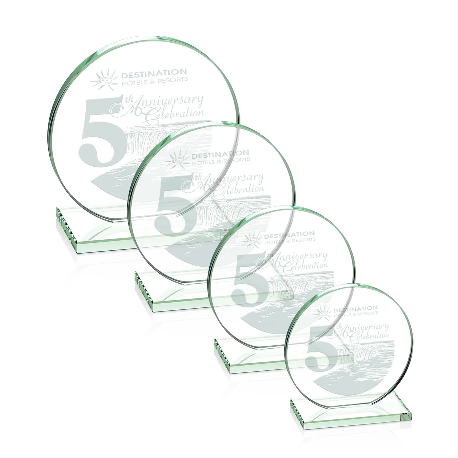 Personalized Starfire Crystal Disc Award On An Ivory Crystal Base for corporate award ceremonies