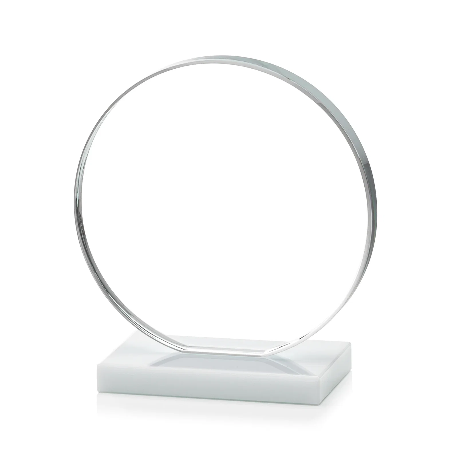Custom printed Starfire Crystal Disc Award On An Ivory Crystal Base, with your logo for employee recognition