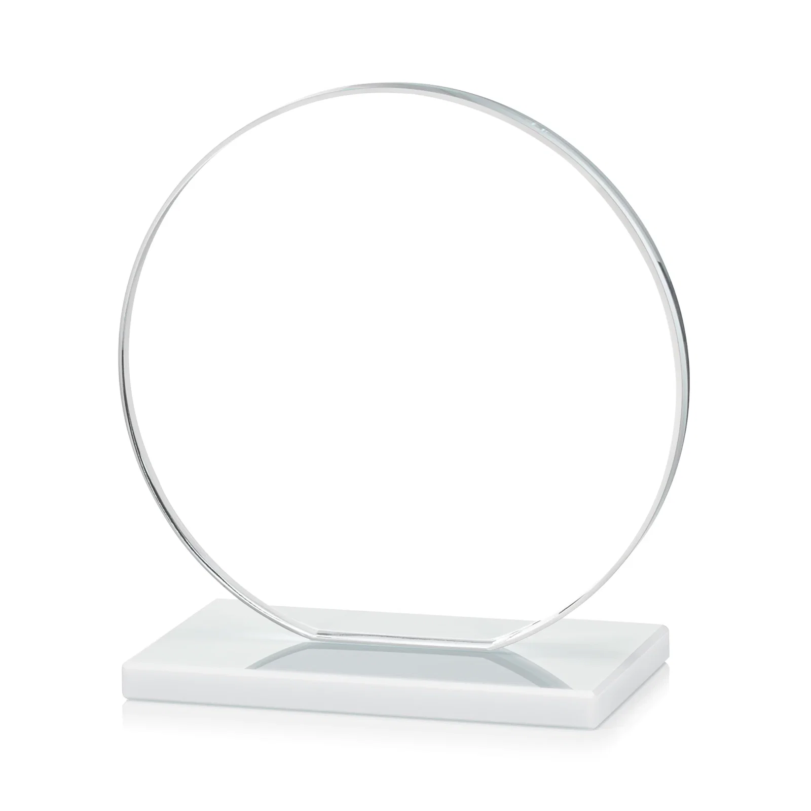 Custom printed Starfire Crystal Disc Award On An Ivory Crystal Base, with your logo for service anniversary gifts