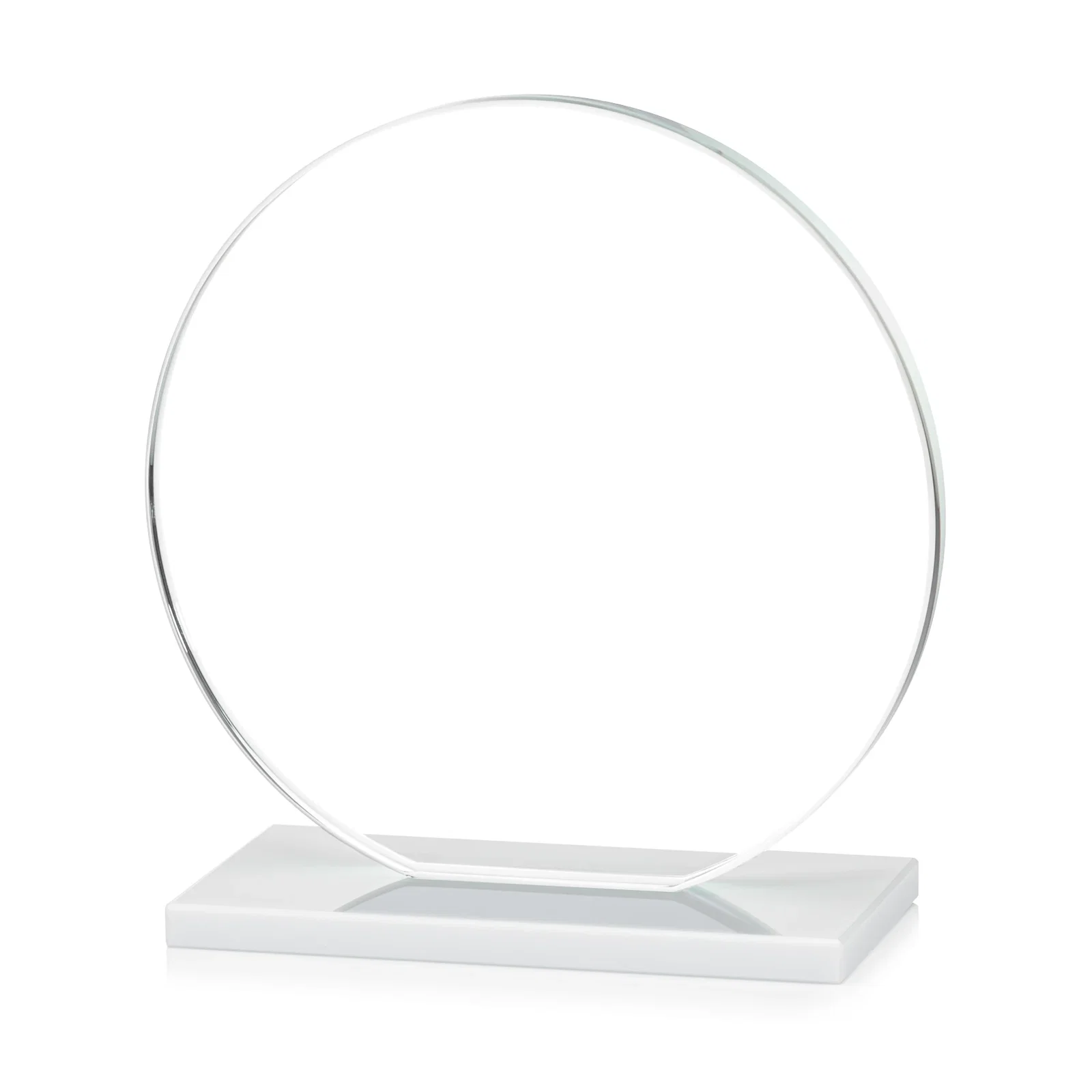 Custom printed Starfire Crystal Disc Award On An Ivory Crystal Base, with your logo for sales achievement awards