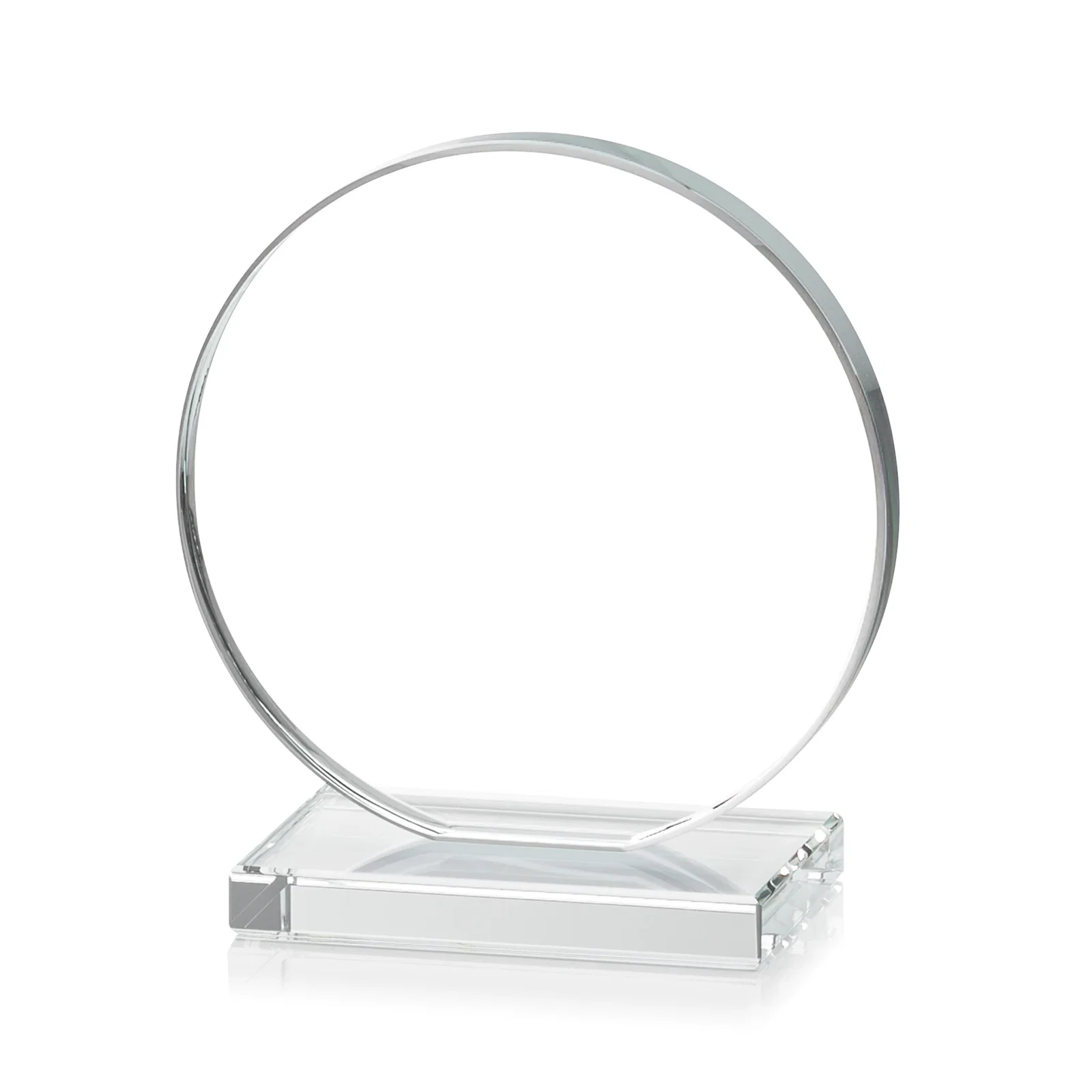 Custom printed Starfire Crystal Disc Award On An Ivory Crystal Base, with your logo for team milestone celebrations