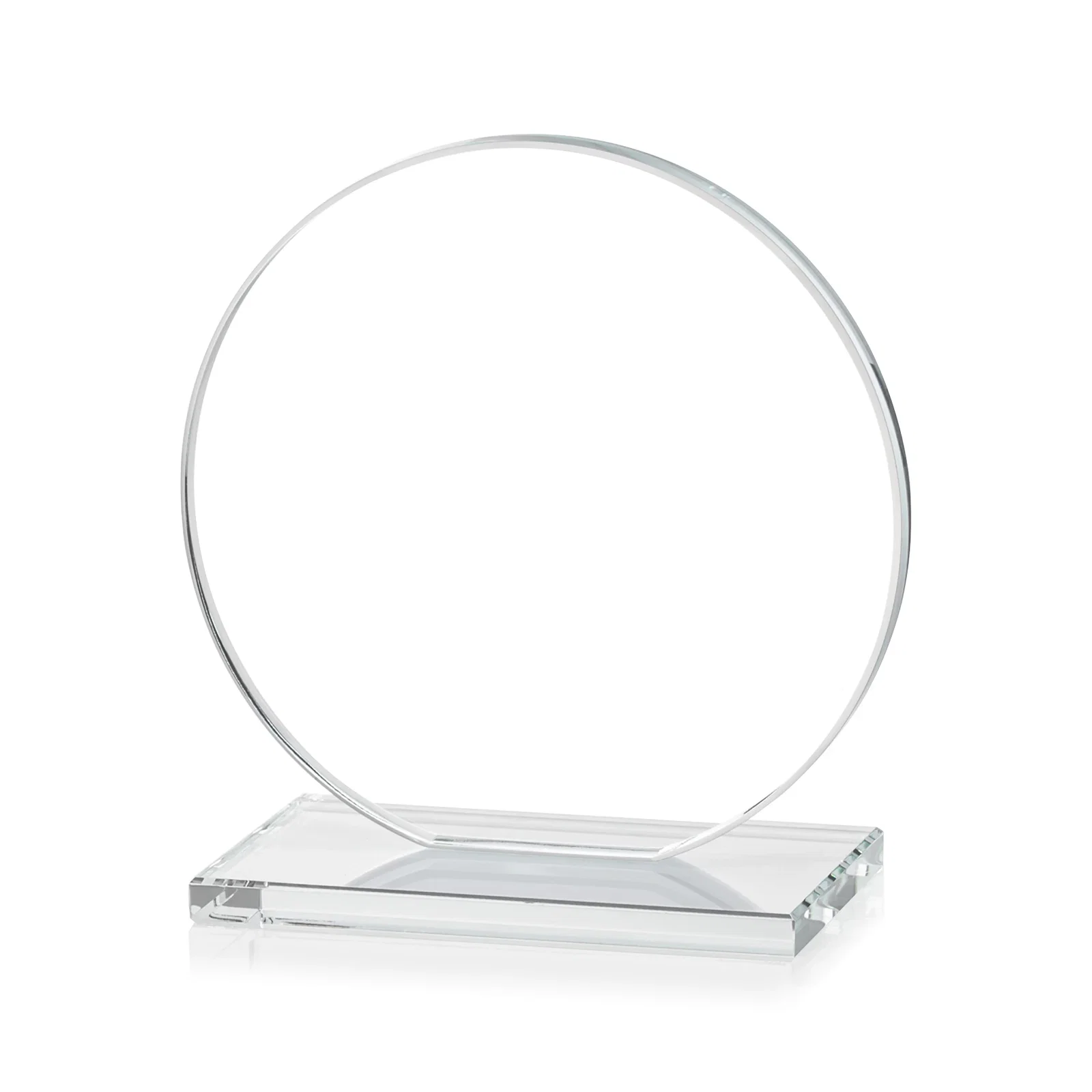 Custom printed Starfire Crystal Disc Award On An Ivory Crystal Base, with your logo for donor appreciation