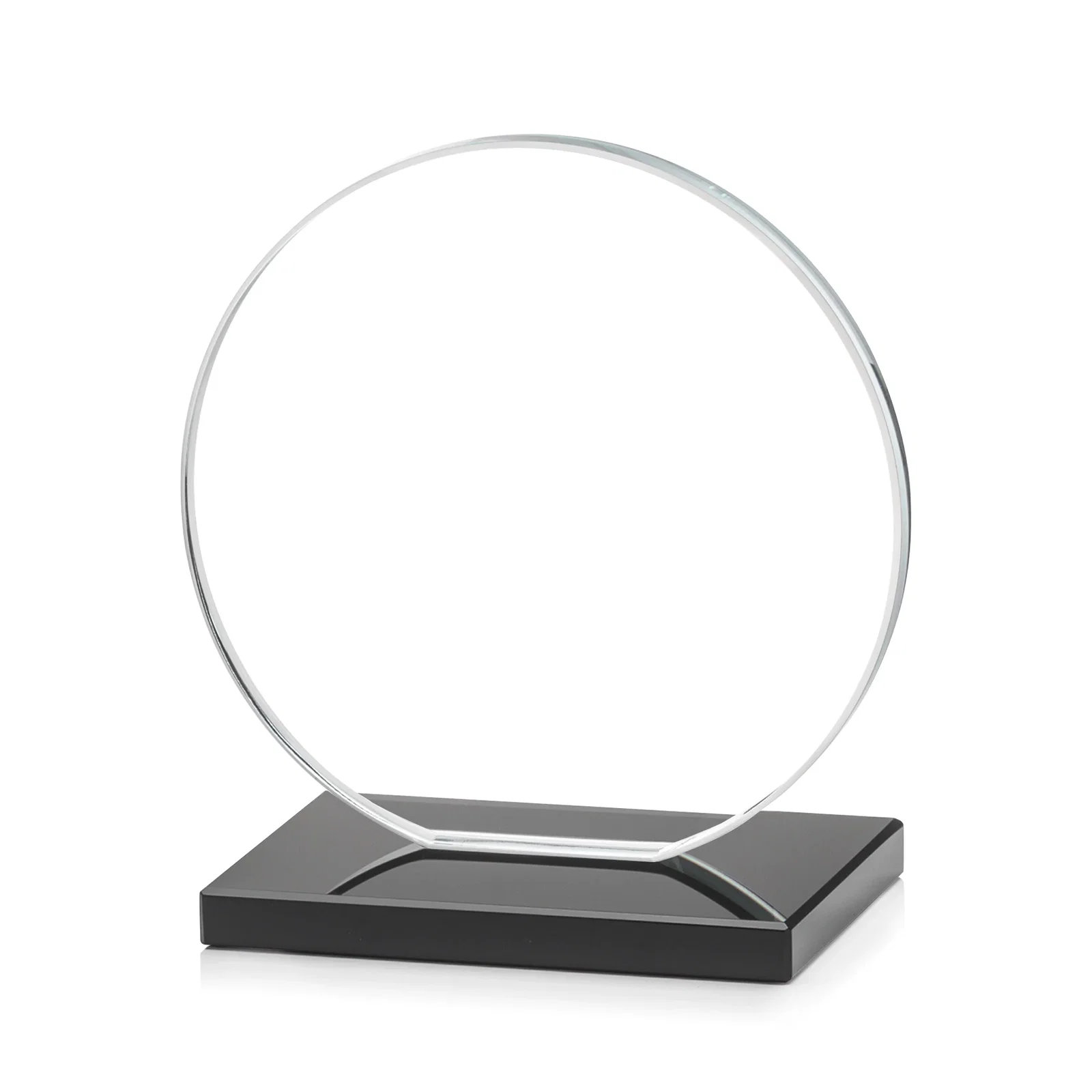 Custom printed Starfire Crystal Disc Award On An Ivory Crystal Base, with your logo for company anniversary events