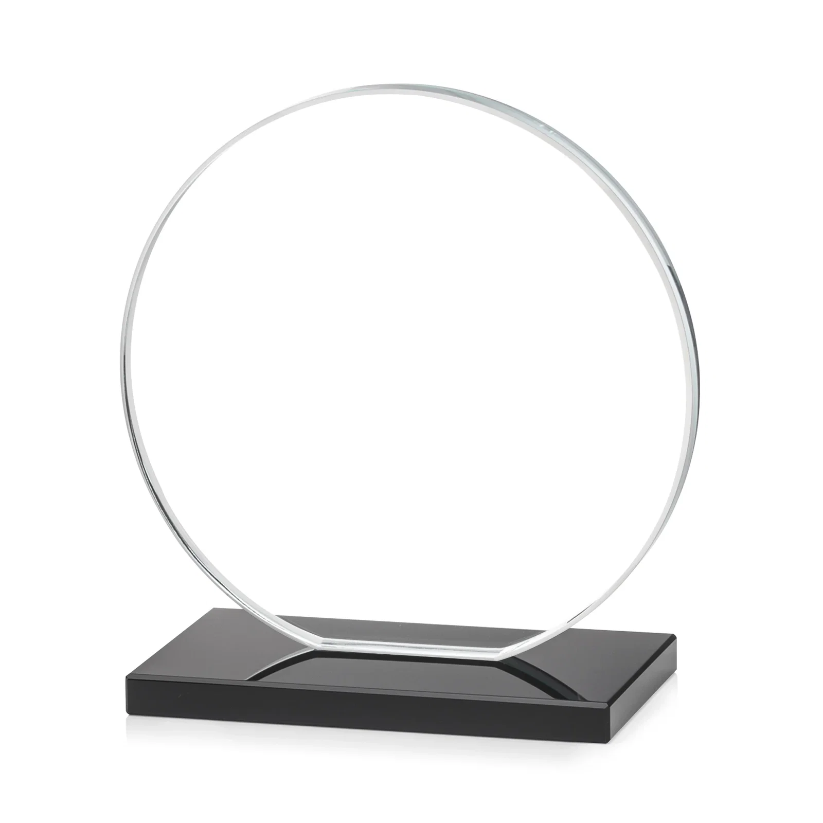 Customized Starfire Crystal Disc Award On An Ivory Crystal Base, with your logo for employee recognition