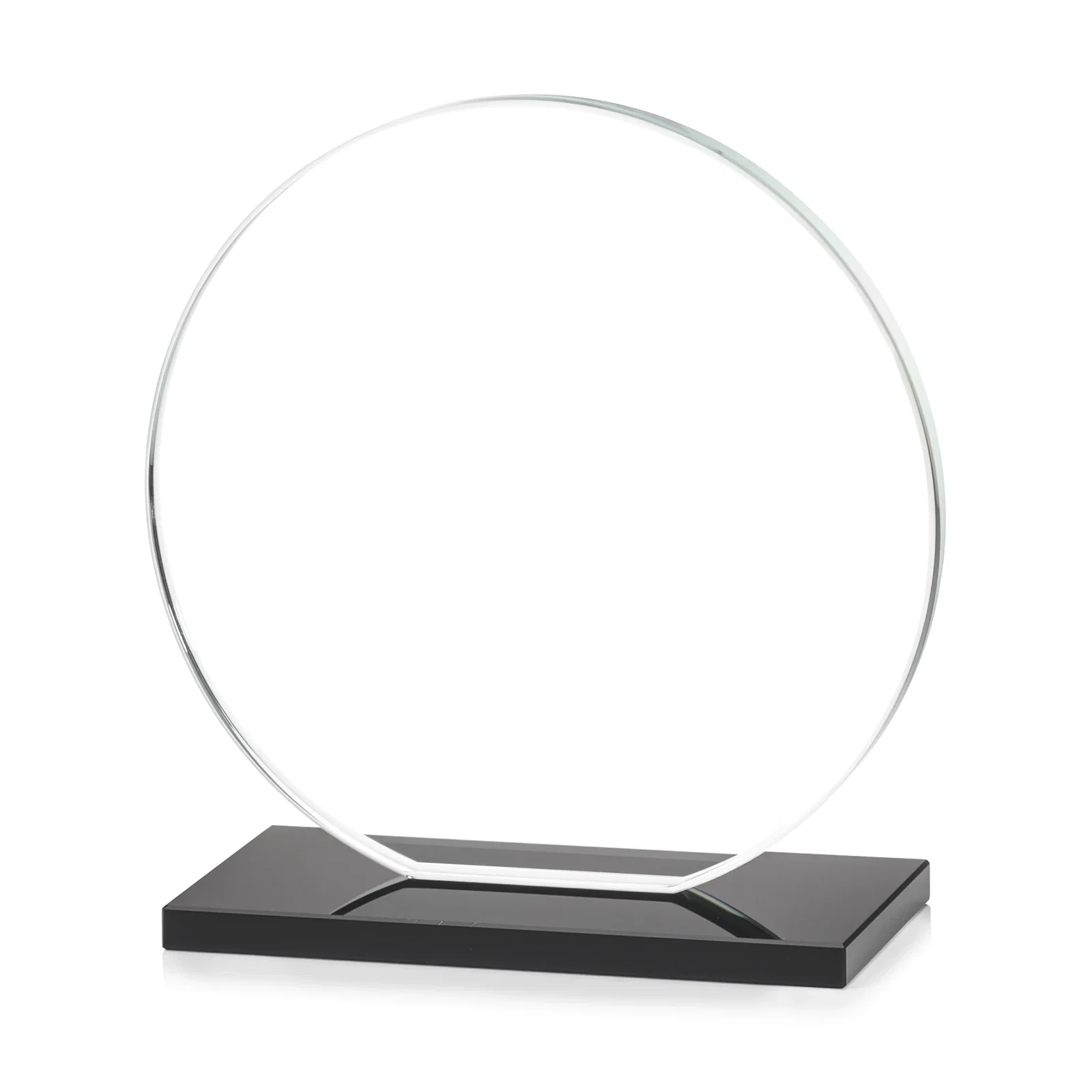 Customized Starfire Crystal Disc Award On An Ivory Crystal Base, with your logo for corporate award ceremonies