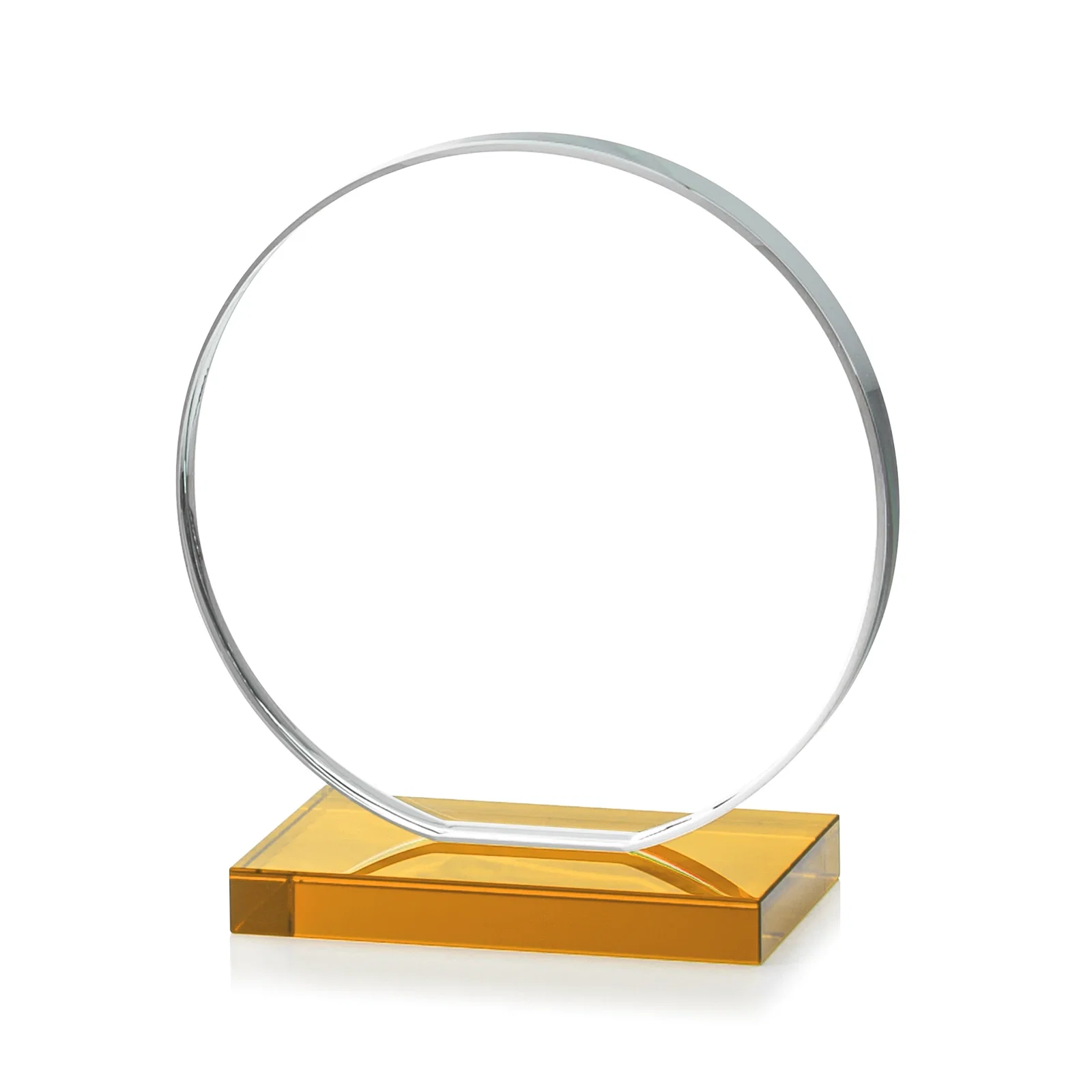 Customized Starfire Crystal Disc Award On An Ivory Crystal Base, with your logo for sales achievement awards