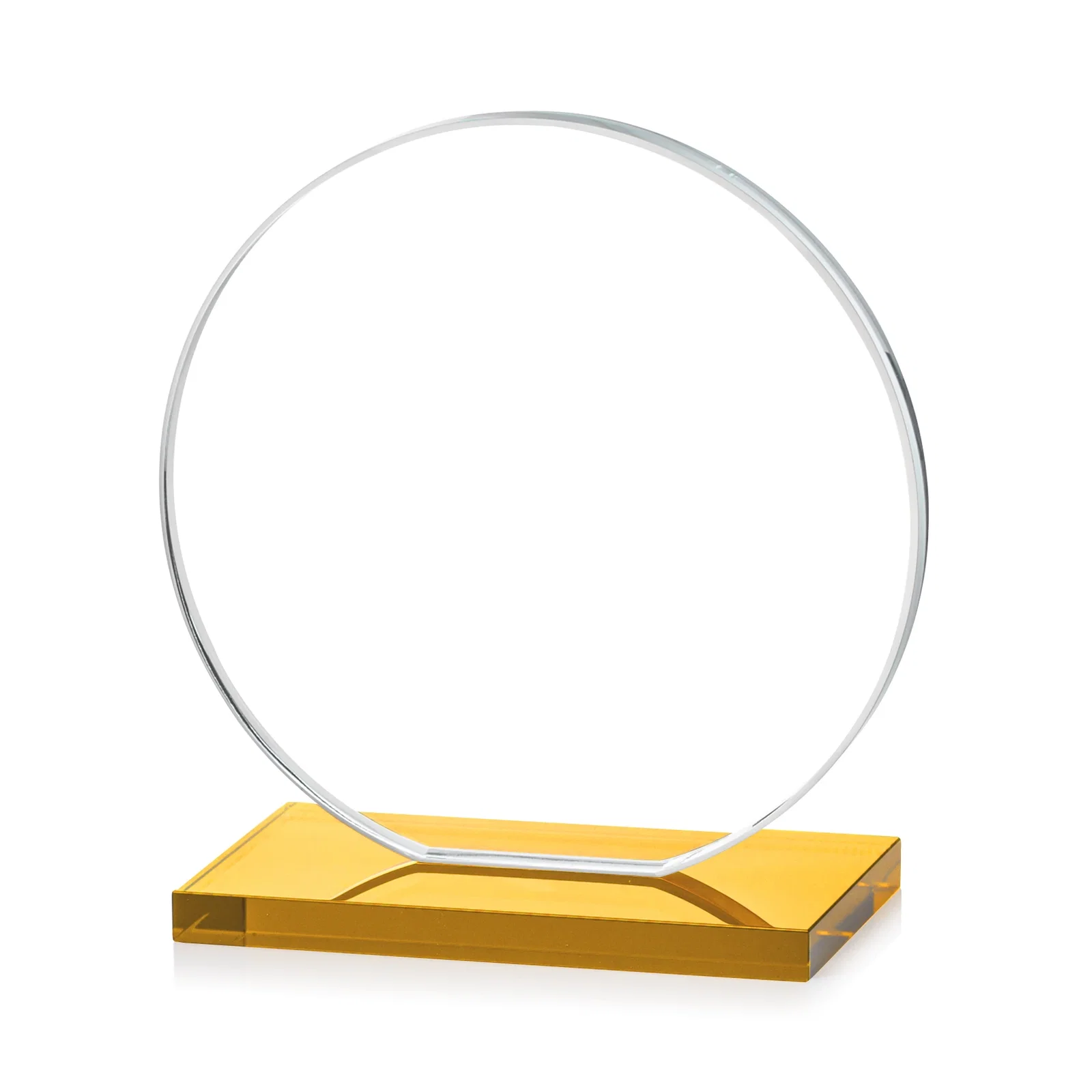 Customized Starfire Crystal Disc Award On An Ivory Crystal Base, with your logo for team milestone celebrations