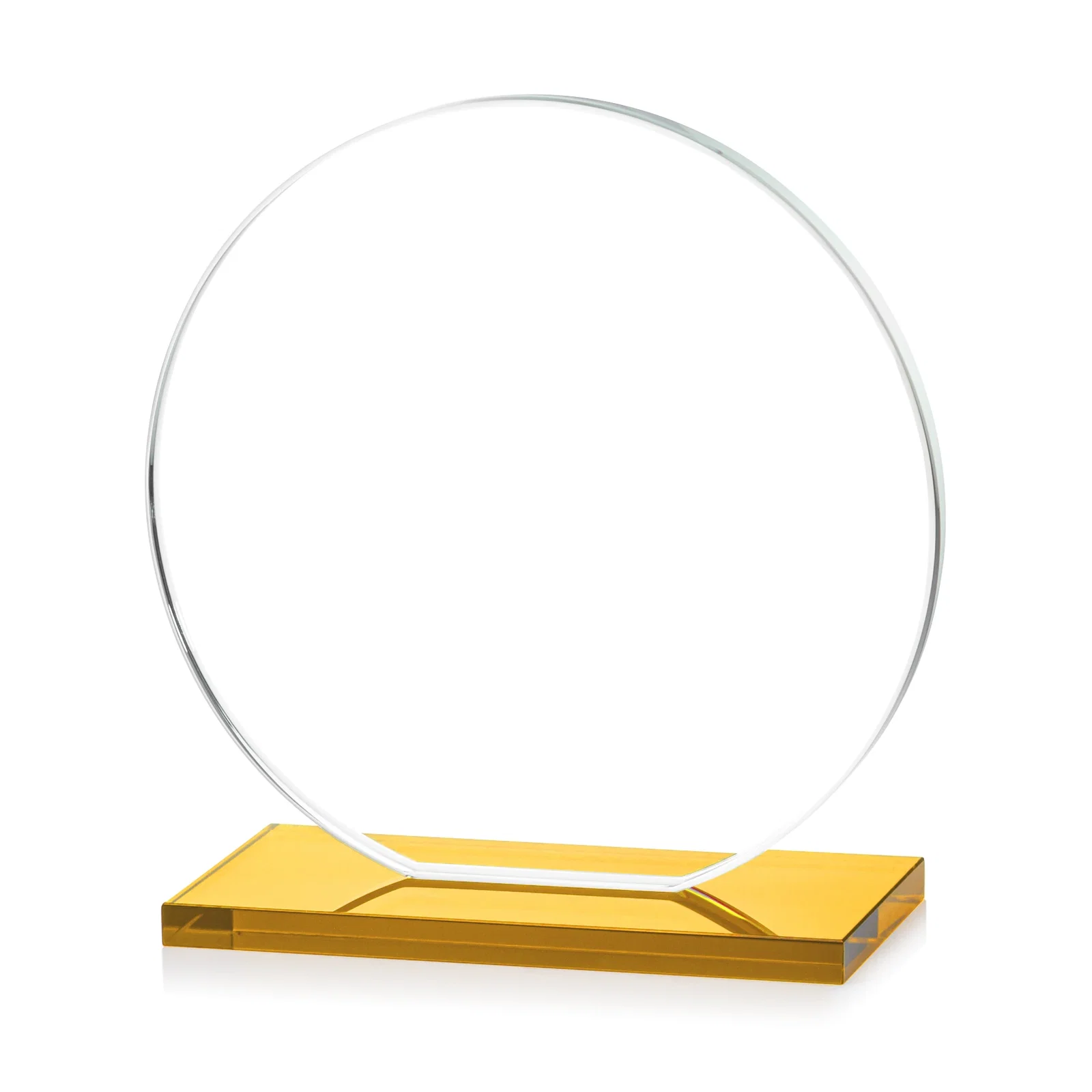 Customized Starfire Crystal Disc Award On An Ivory Crystal Base, with your logo for donor appreciation