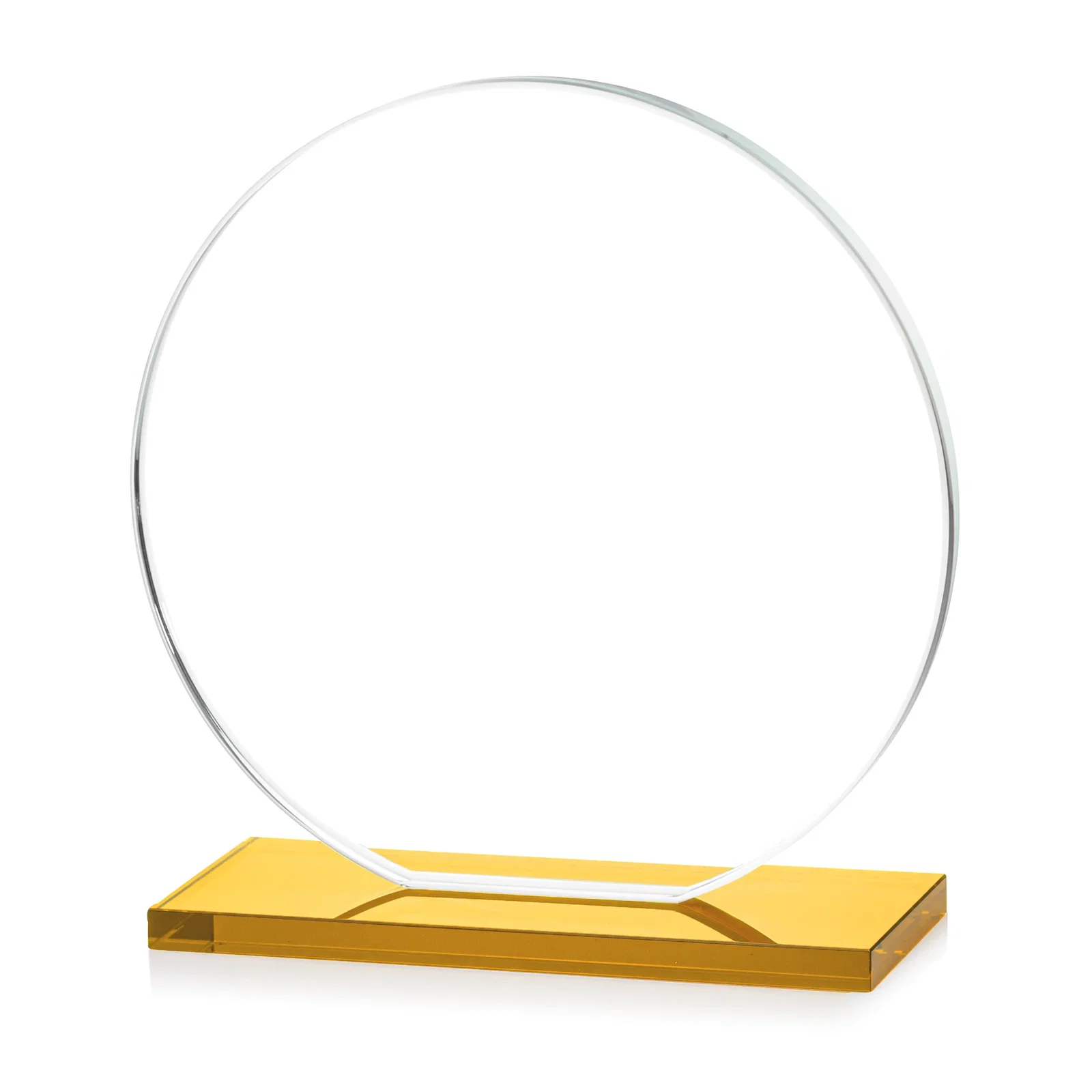 Customized Starfire Crystal Disc Award On An Ivory Crystal Base, with your logo for graduation ceremonies
