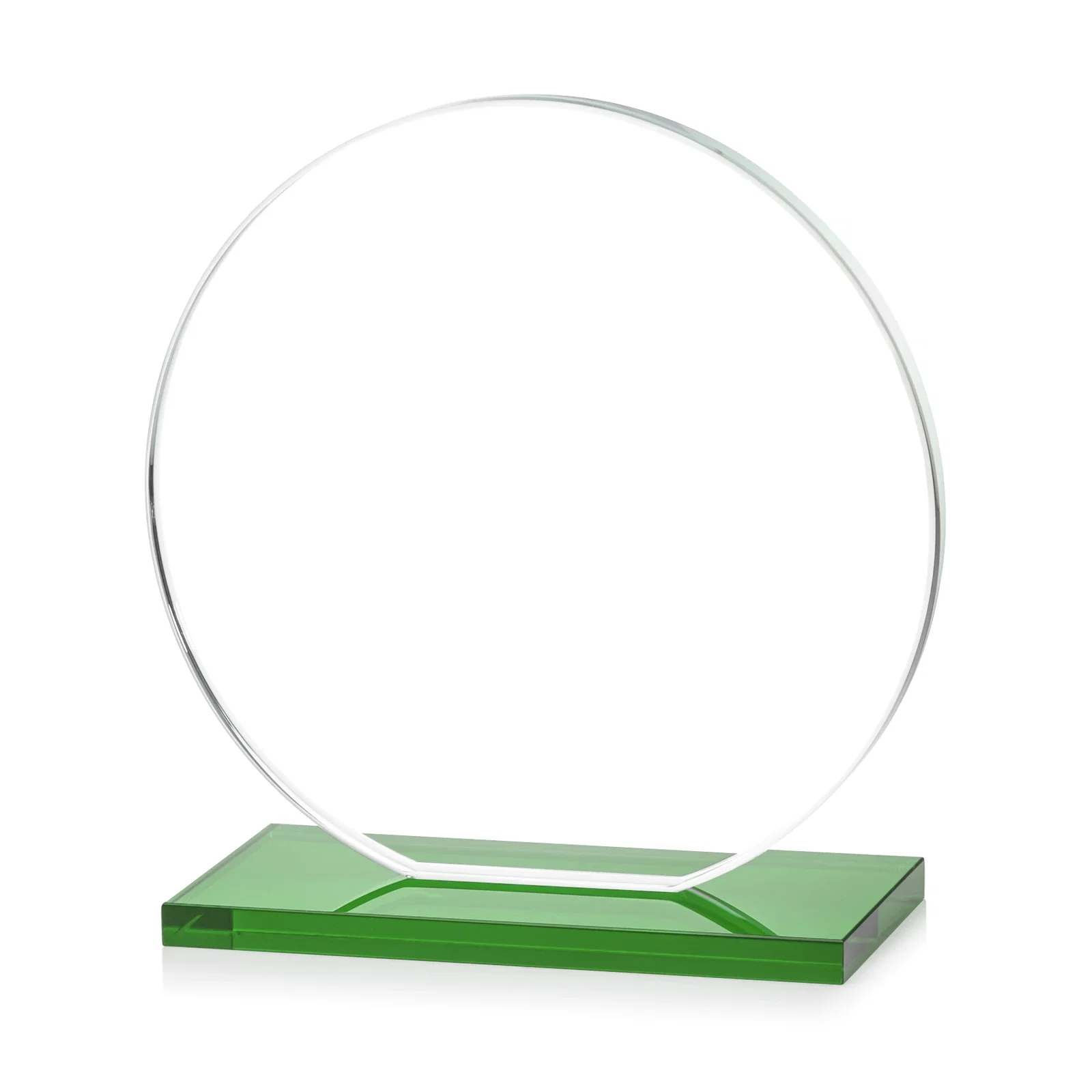 Customized Starfire Crystal Disc Award On An Ivory Crystal Base, with your logo for company anniversary events