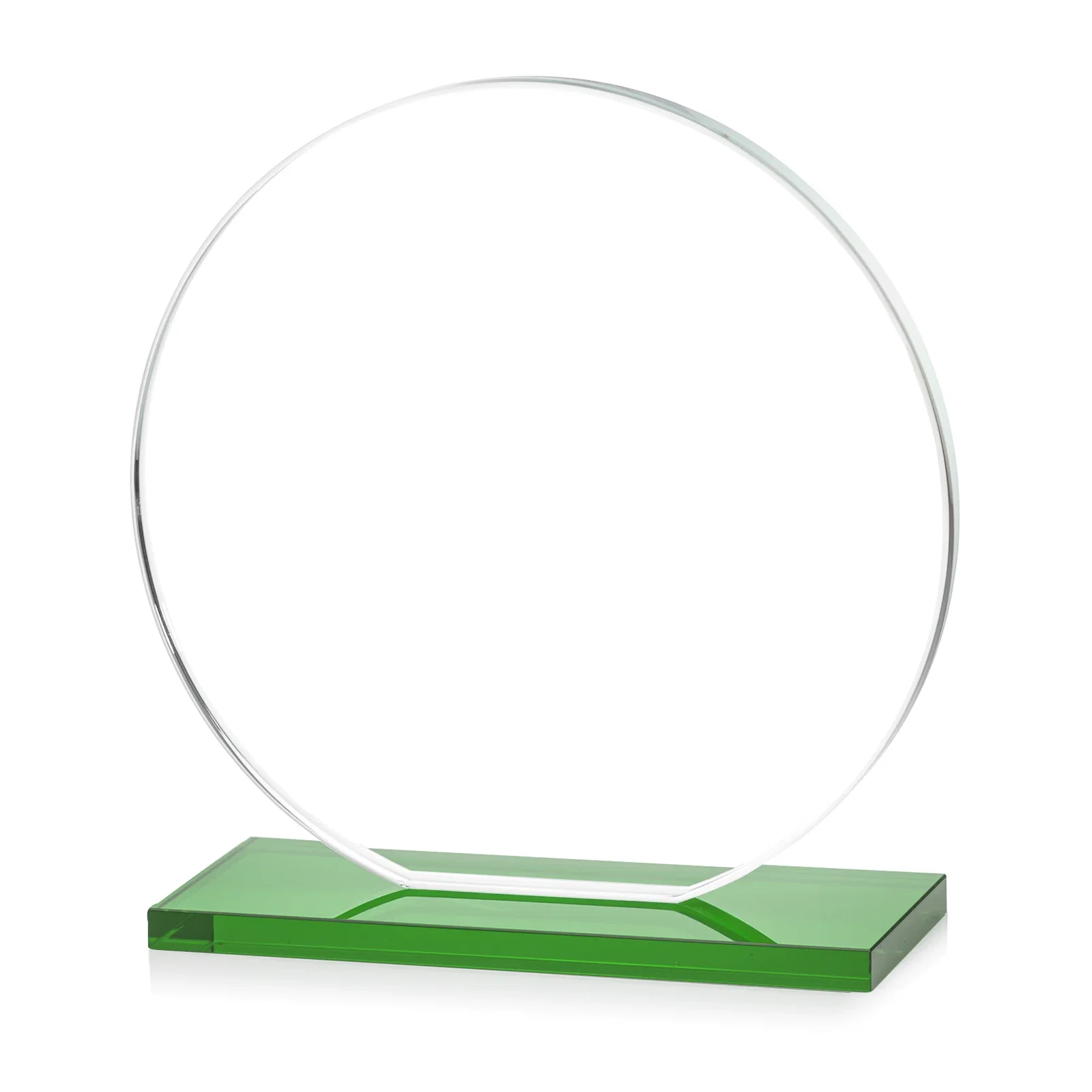 Custom engraved Starfire Crystal Disc Award On An Ivory Crystal Base, with your logo for employee recognition