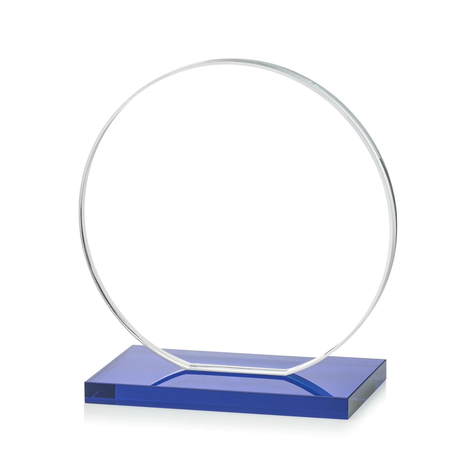 Custom engraved Starfire Crystal Disc Award On An Ivory Crystal Base, with your logo for service anniversary gifts