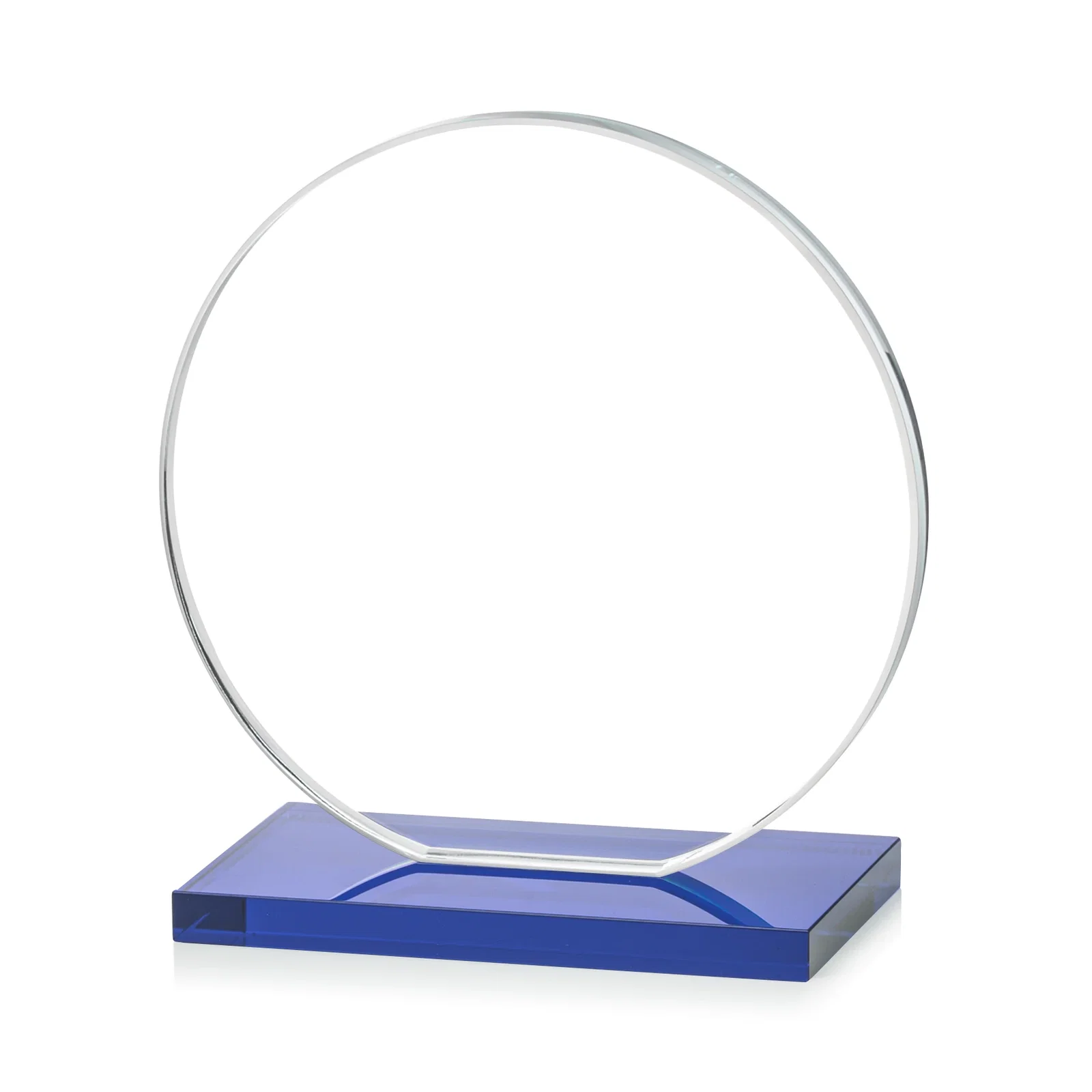 Custom engraved Starfire Crystal Disc Award On An Ivory Crystal Base, with your logo for sales achievement awards