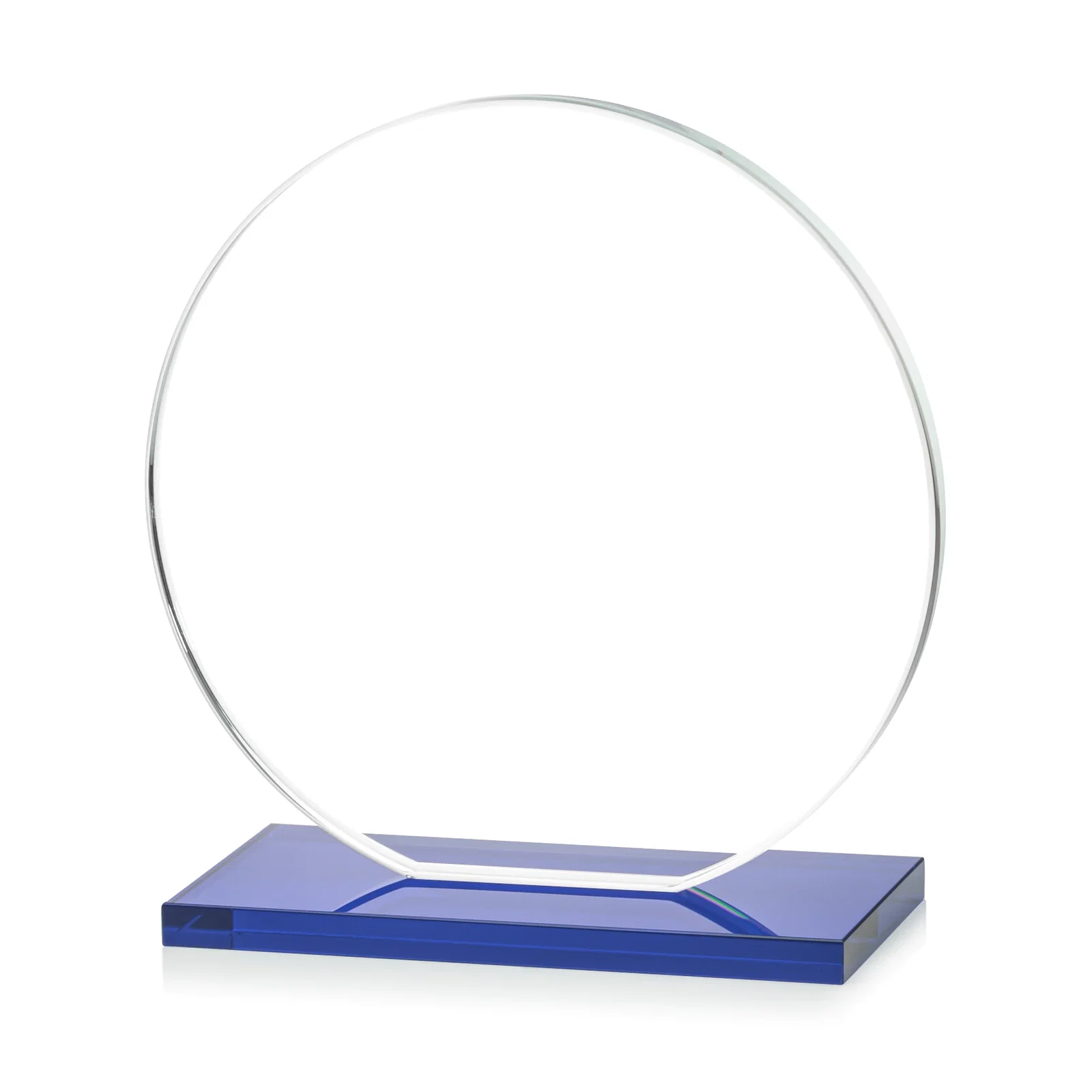 Custom engraved Starfire Crystal Disc Award On An Ivory Crystal Base, with your logo for retirement presentations