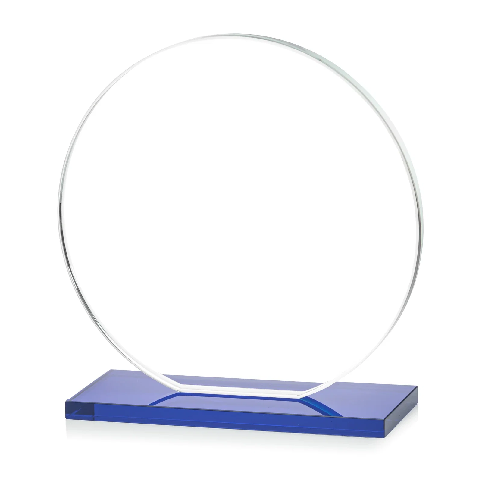 Custom engraved Starfire Crystal Disc Award On An Ivory Crystal Base, with your logo for team milestone celebrations