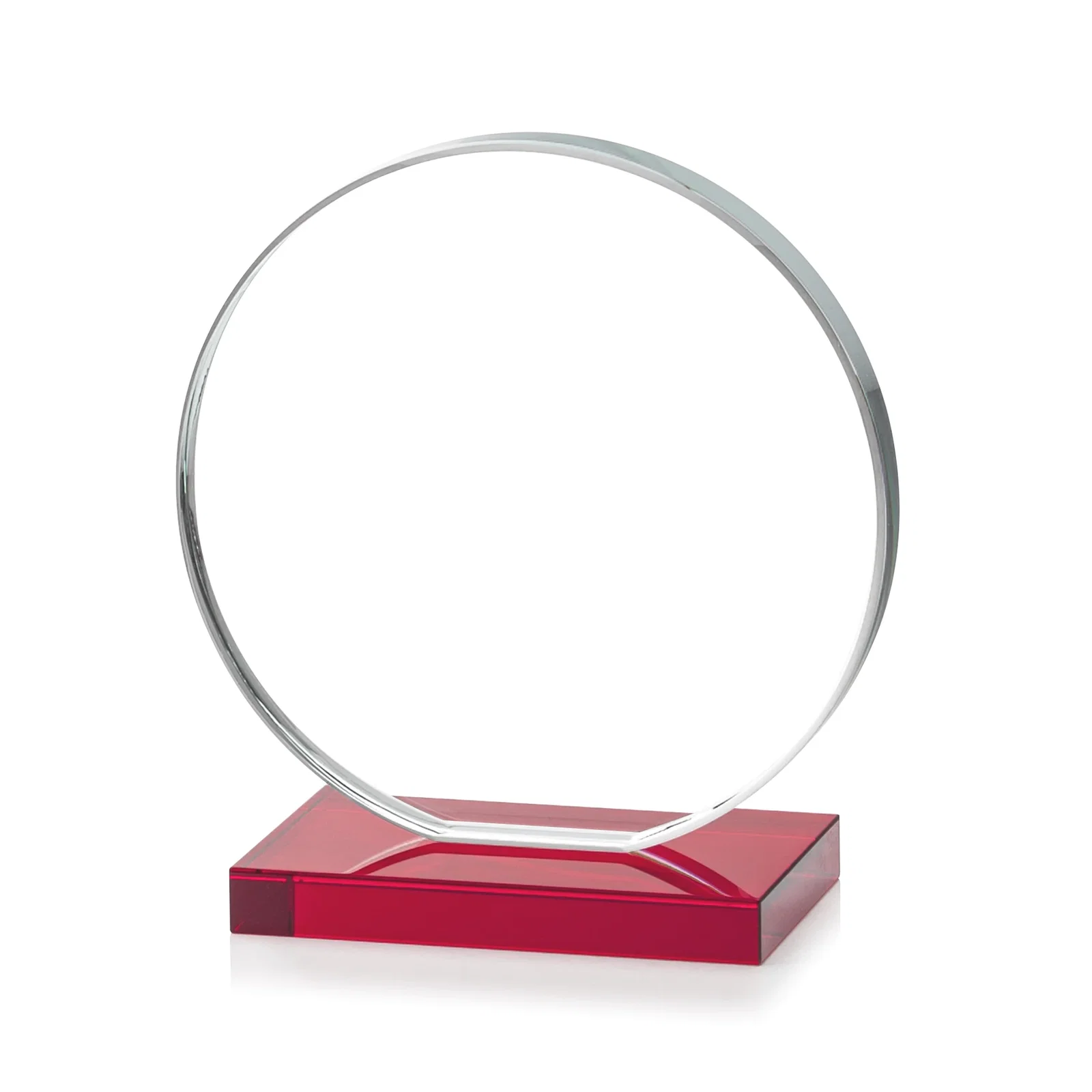 Custom engraved Starfire Crystal Disc Award On An Ivory Crystal Base, with your logo for donor appreciation