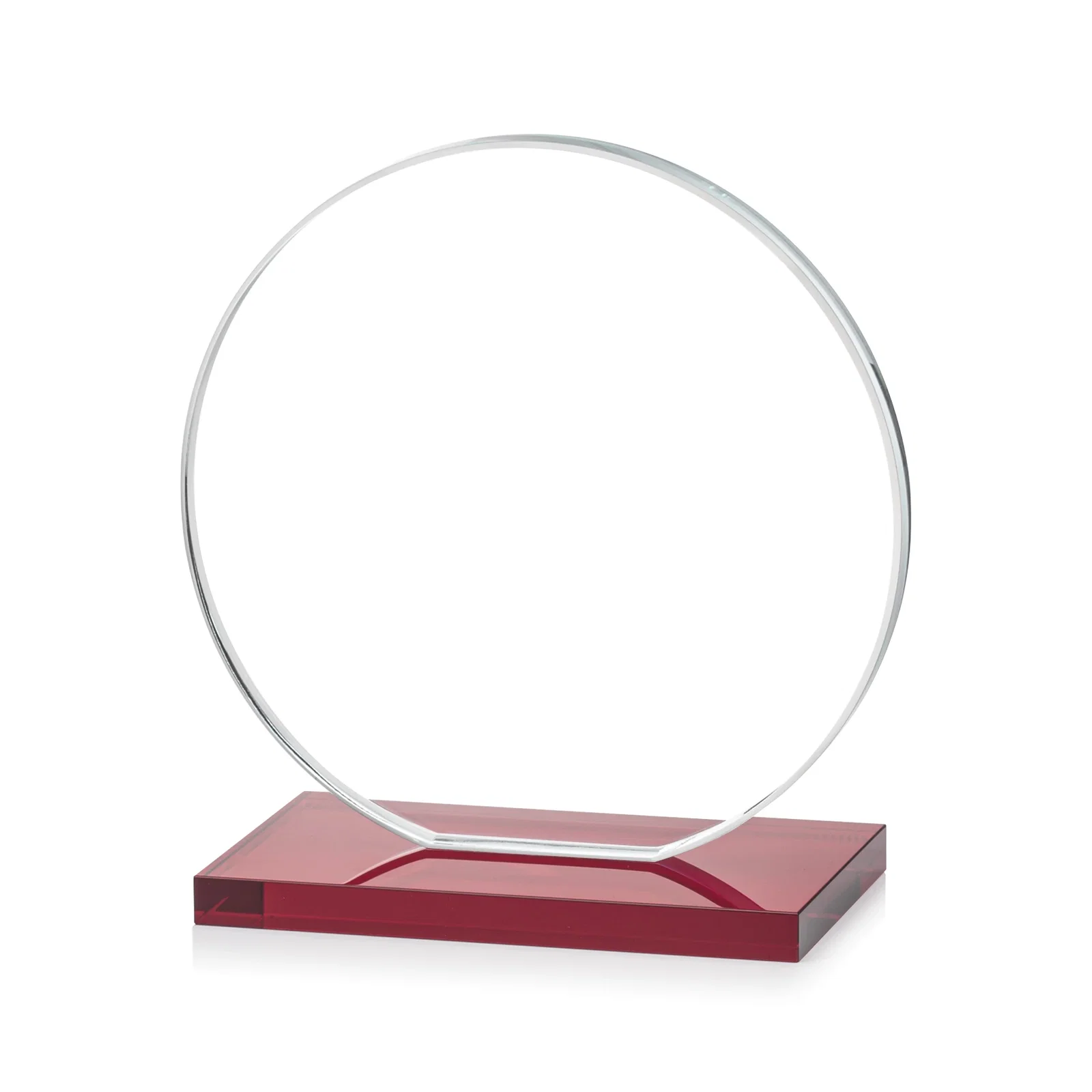 Custom engraved Starfire Crystal Disc Award On An Ivory Crystal Base, with your logo for graduation ceremonies