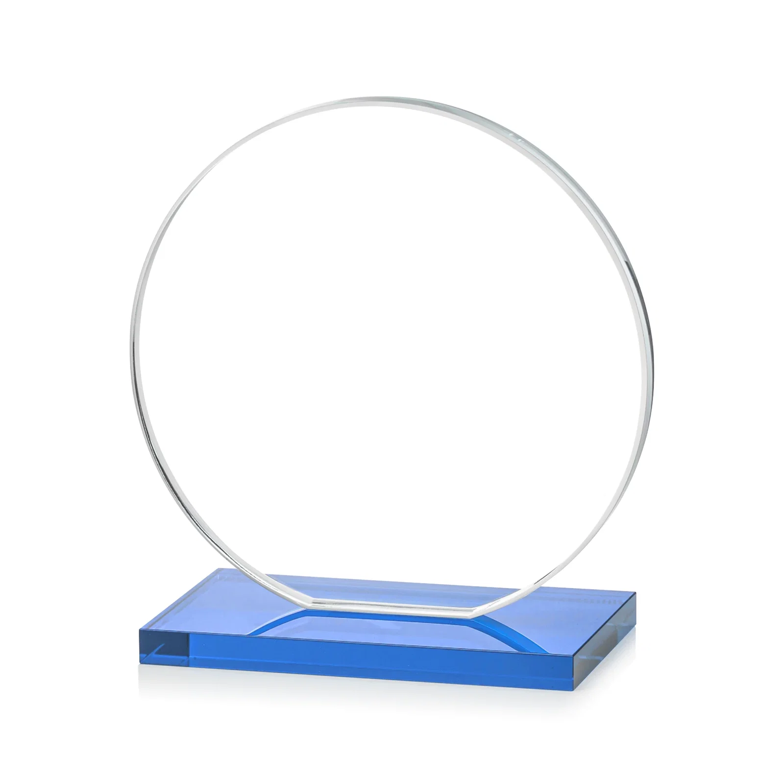 Custom Starfire Crystal Disc Award On An Ivory Crystal Base, with your company name for employee recognition
