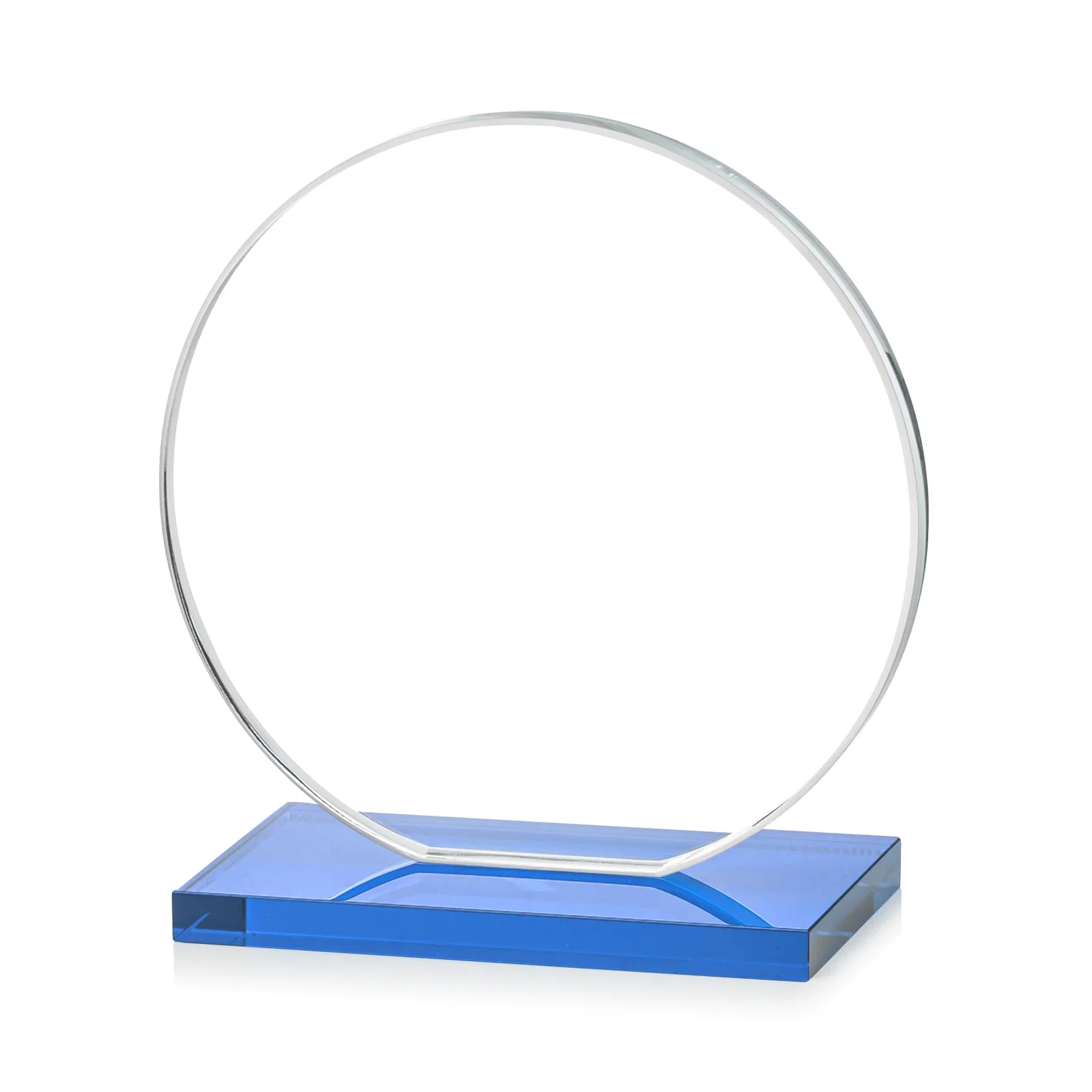 Custom Starfire Crystal Disc Award On An Ivory Crystal Base, with your company name for corporate award ceremonies