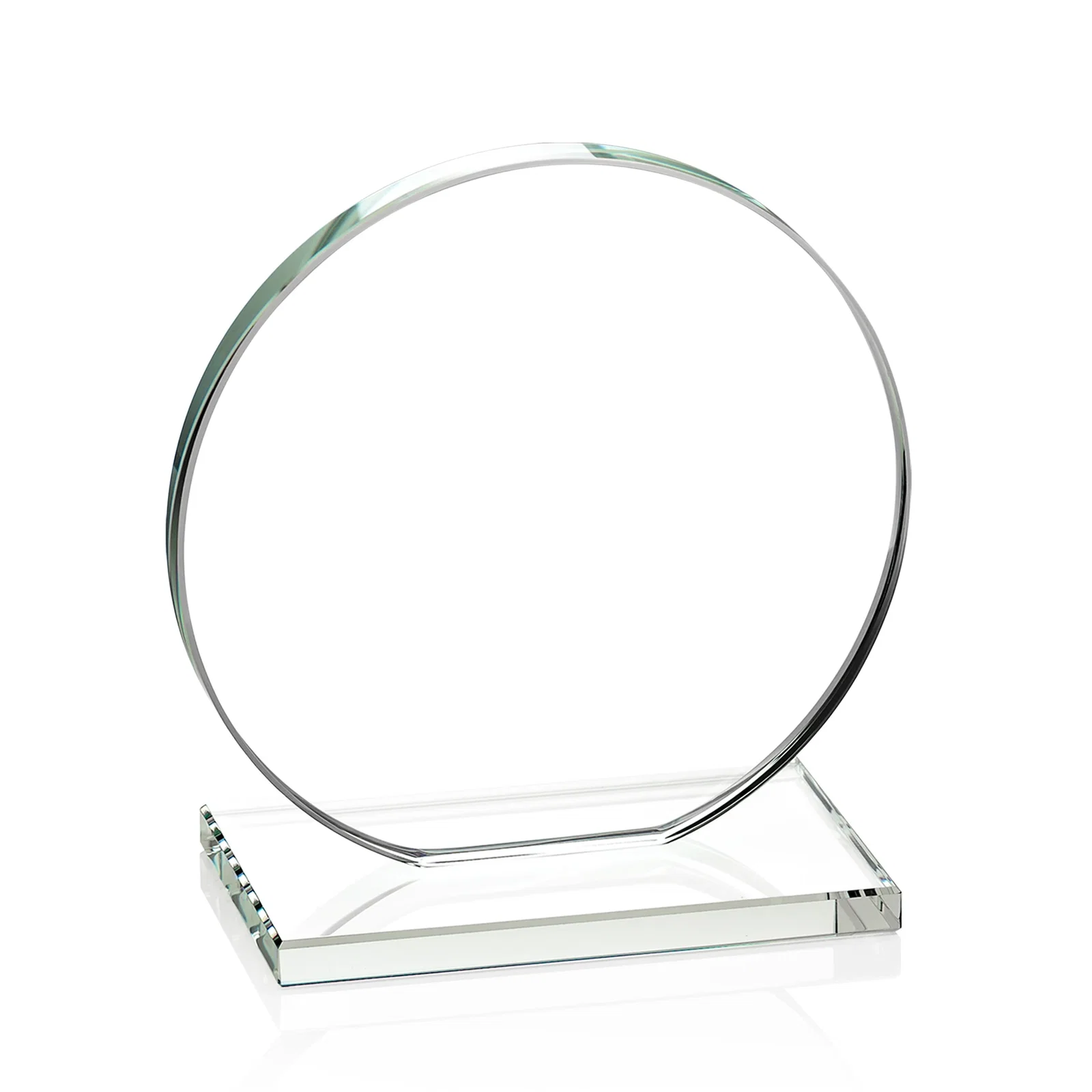 Custom Starfire Crystal Disc Award On An Ivory Crystal Base, with your company name for team milestone celebrations