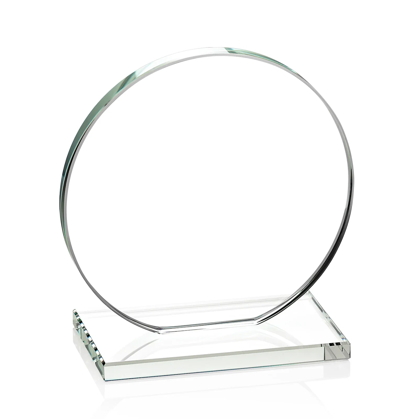 Custom Starfire Crystal Disc Award On An Ivory Crystal Base, with your company name for donor appreciation