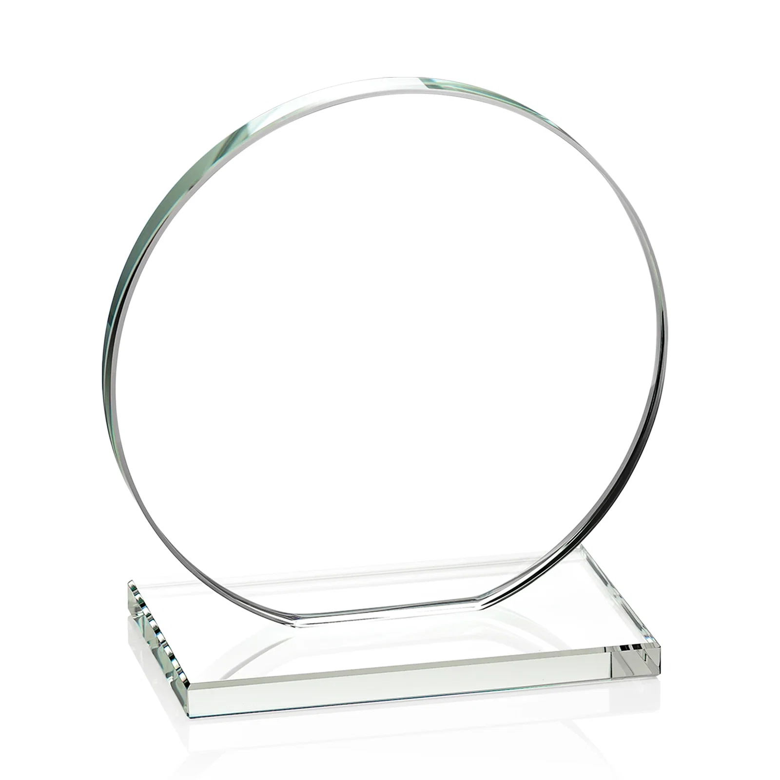 Custom Starfire Crystal Disc Award On An Ivory Crystal Base, with your company name for graduation ceremonies