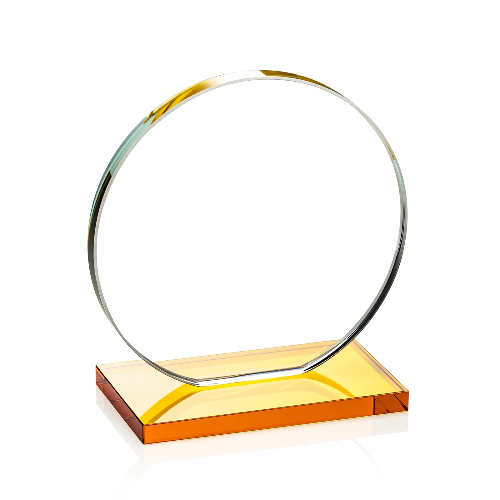 Custom Starfire Crystal Disc Award On An Ivory Crystal Base, with your company name for volunteer appreciation