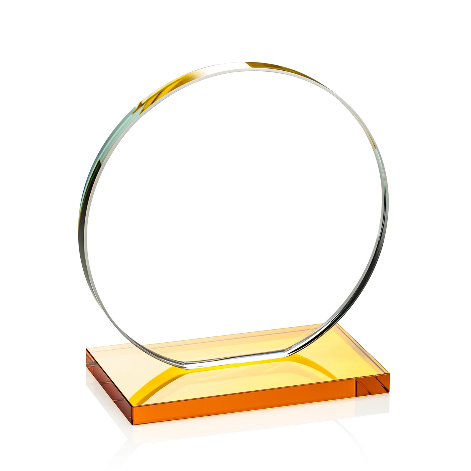 Custom Starfire Crystal Disc Award On An Ivory Crystal Base, with your company name for dealer and partner awards