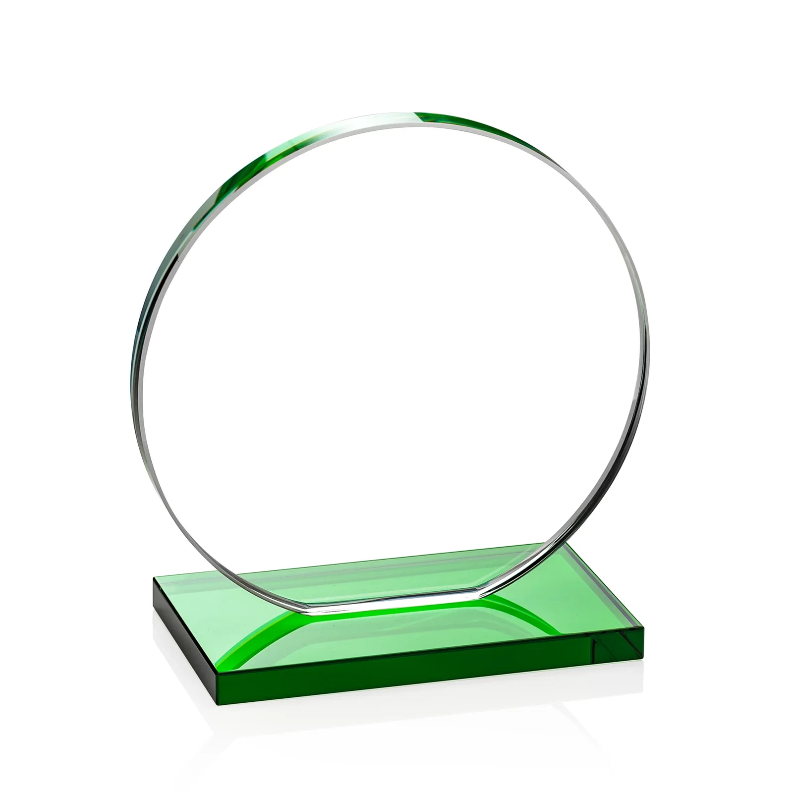 Personalized Starfire Crystal Disc Award On An Ivory Crystal Base, with your company name for service anniversary gifts