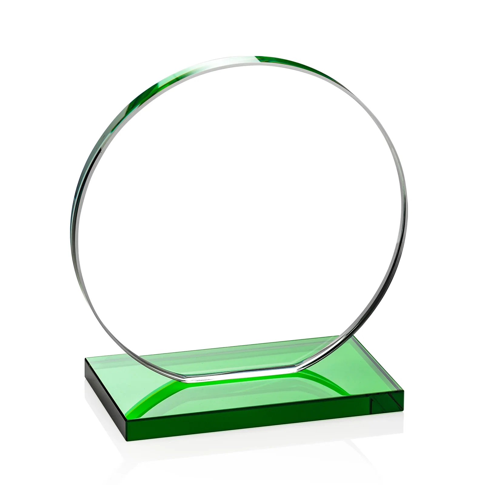 Personalized Starfire Crystal Disc Award On An Ivory Crystal Base, with your company name for retirement presentations