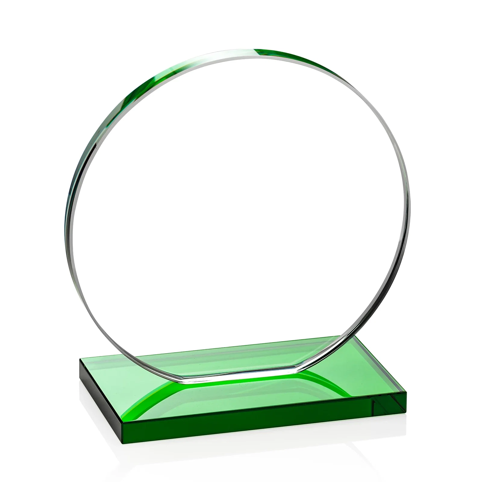 Personalized Starfire Crystal Disc Award On An Ivory Crystal Base, with your company name for team milestone celebrations