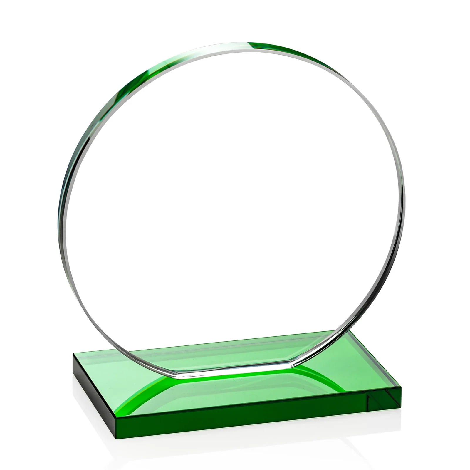 Personalized Starfire Crystal Disc Award On An Ivory Crystal Base, with your company name for donor appreciation