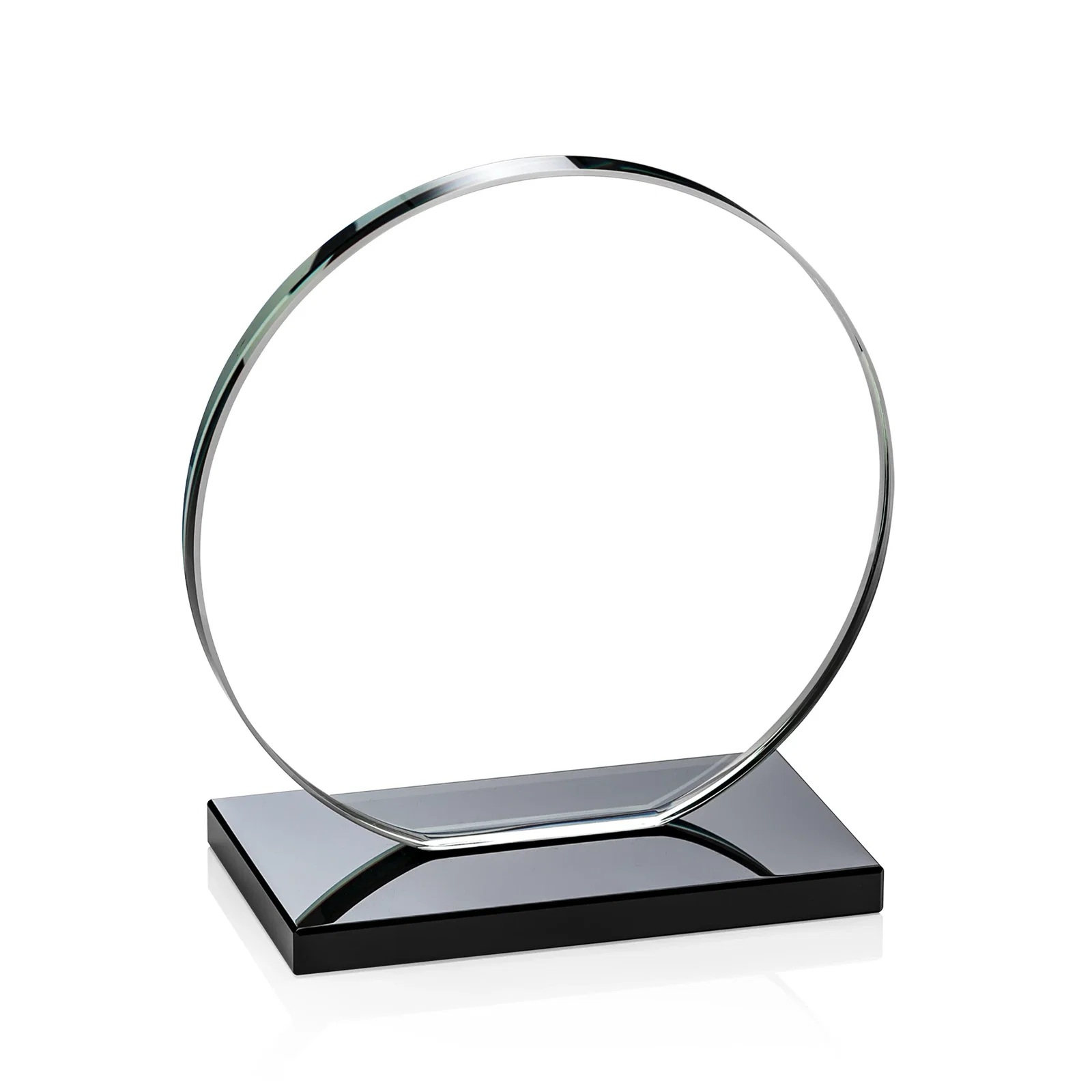 Personalized Starfire Crystal Disc Award On An Ivory Crystal Base, with your company name for graduation ceremonies