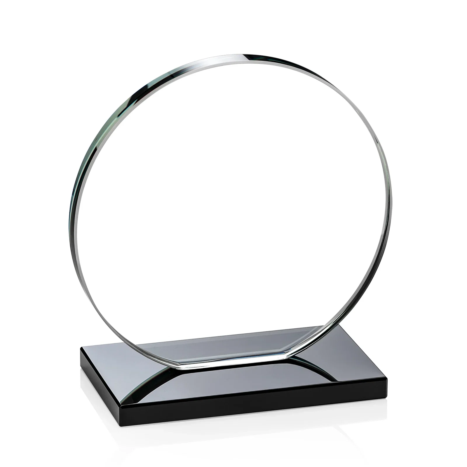 Personalized Starfire Crystal Disc Award On An Ivory Crystal Base, with your company name for volunteer appreciation