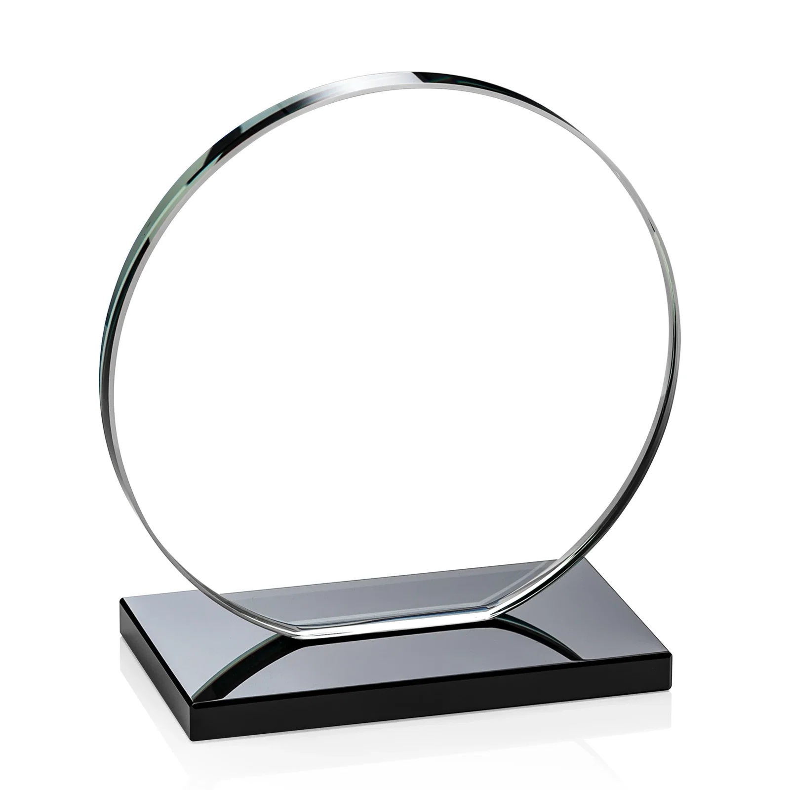 Personalized Starfire Crystal Disc Award On An Ivory Crystal Base, with your company name for company anniversary events