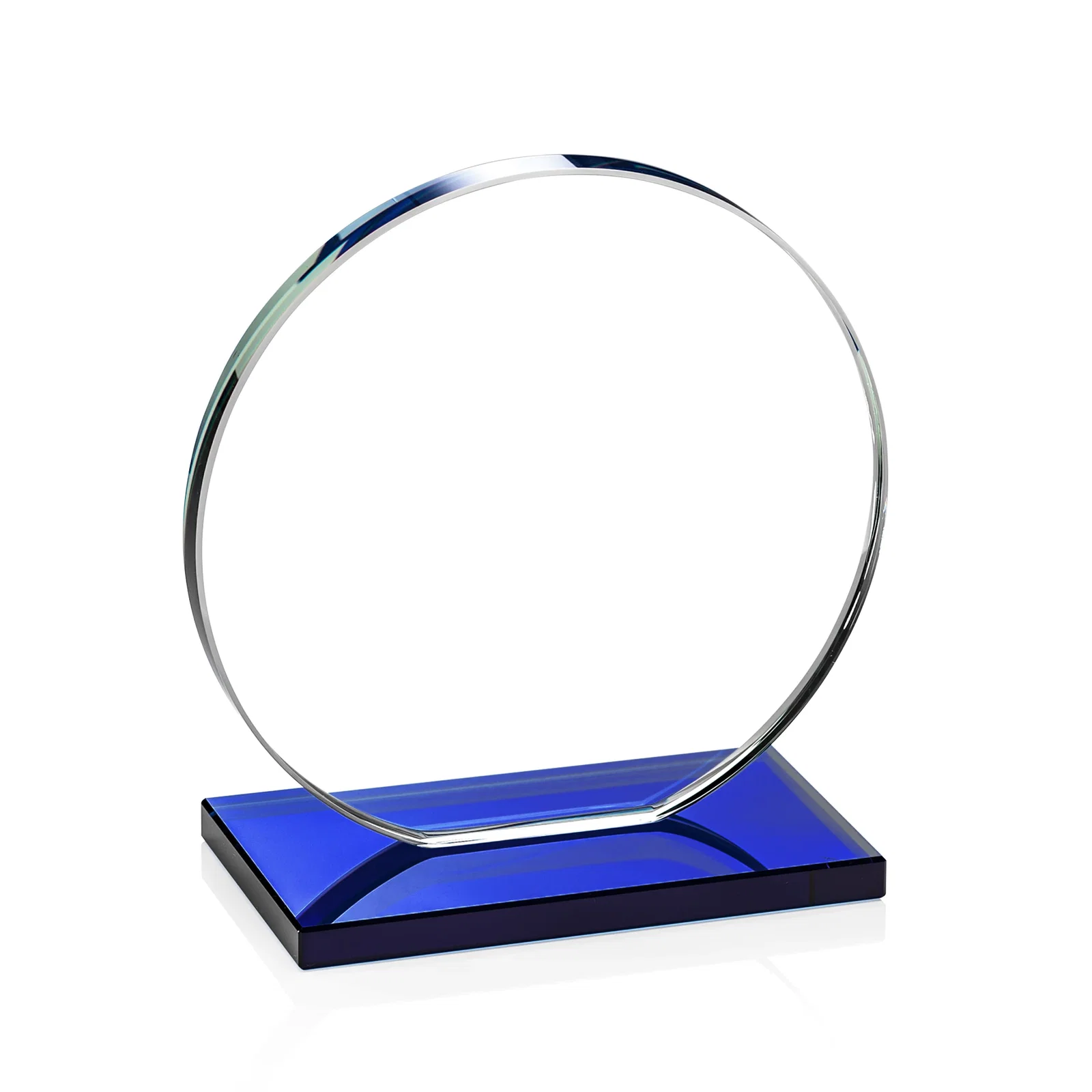 Promotional Starfire Crystal Disc Award On An Ivory Crystal Base, with your company name for employee recognition