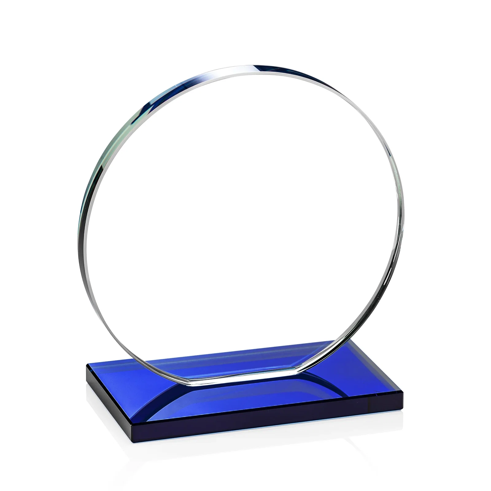 Promotional Starfire Crystal Disc Award On An Ivory Crystal Base, with your company name for corporate award ceremonies