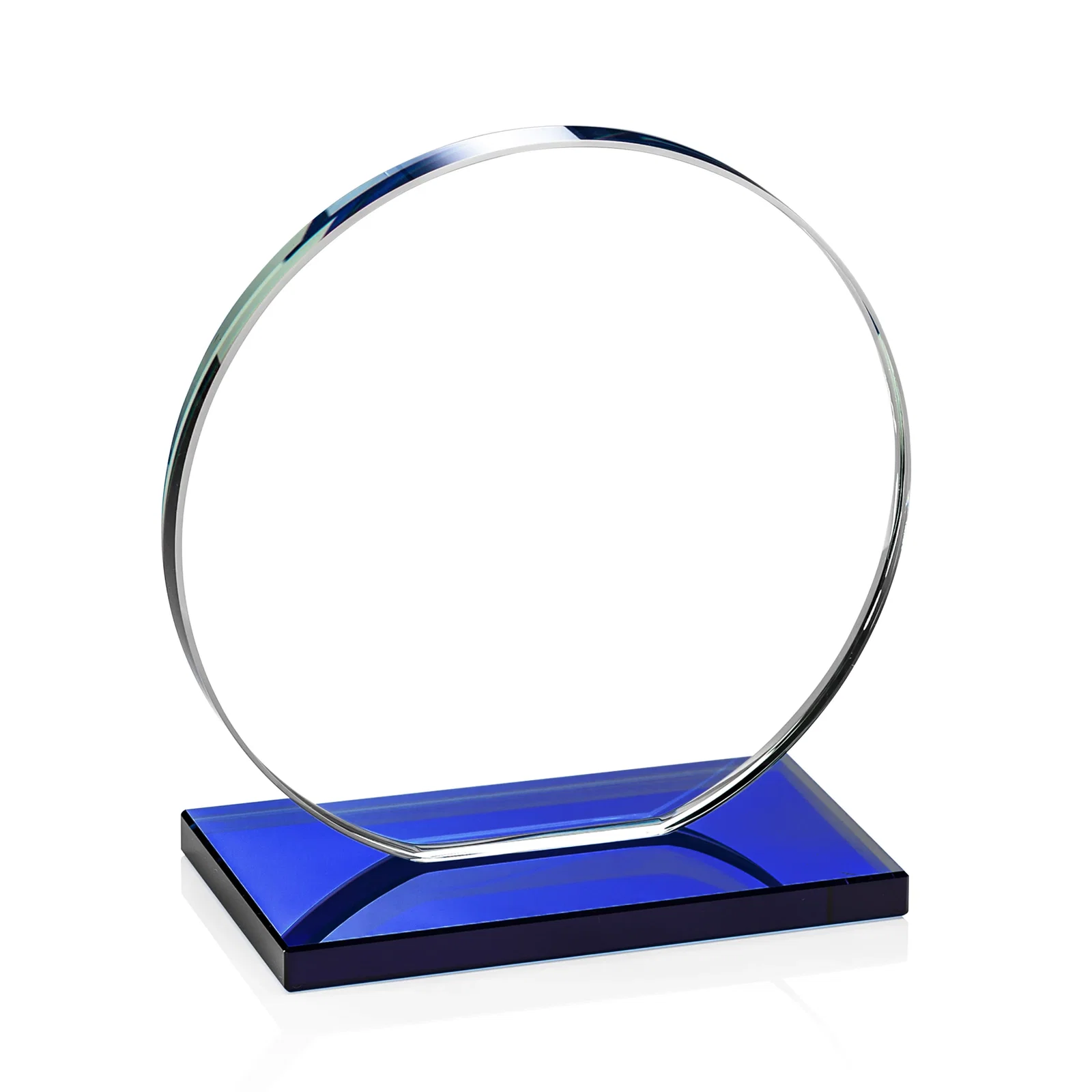 Promotional Starfire Crystal Disc Award On An Ivory Crystal Base, with your company name for service anniversary gifts