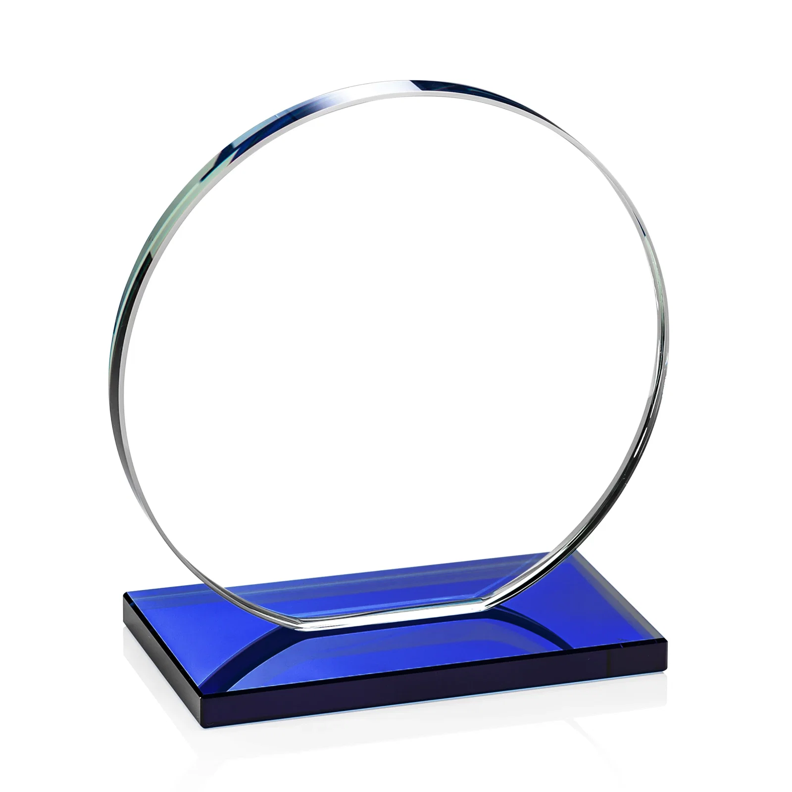 Promotional Starfire Crystal Disc Award On An Ivory Crystal Base, with your company name for sales achievement awards