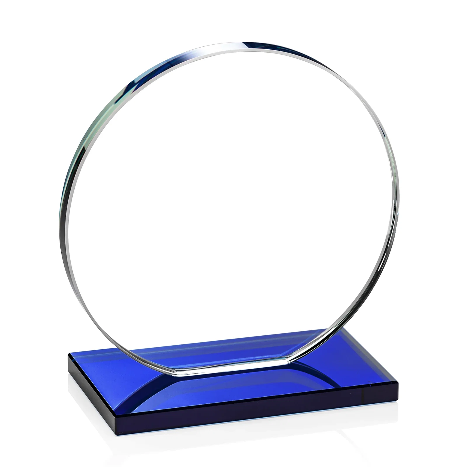 Promotional Starfire Crystal Disc Award On An Ivory Crystal Base, with your company name for retirement presentations