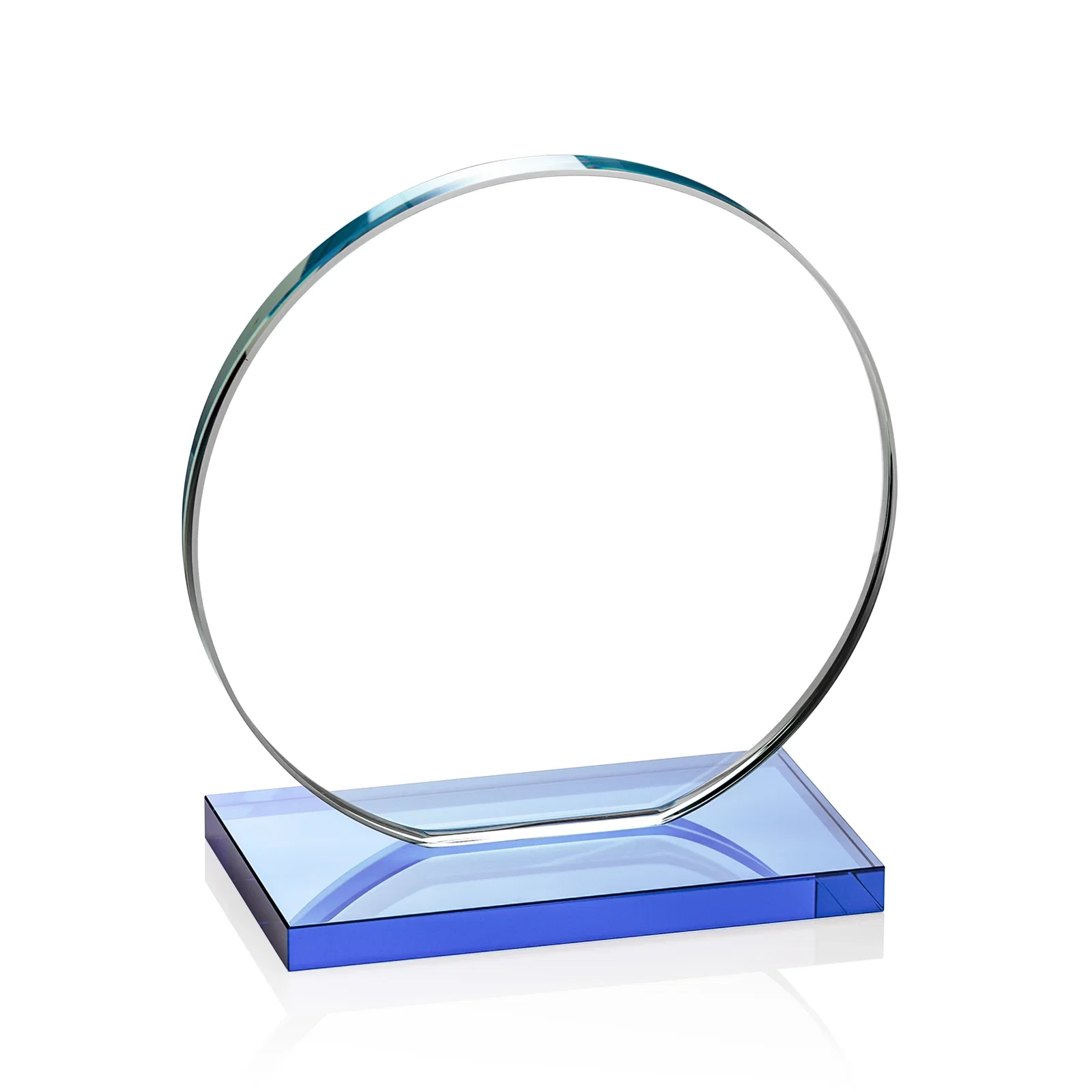 Promotional Starfire Crystal Disc Award On An Ivory Crystal Base, with your company name for dealer and partner awards