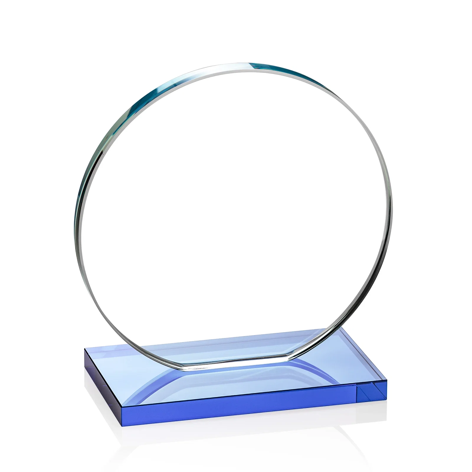Promotional Starfire Crystal Disc Award On An Ivory Crystal Base, with your company name for company anniversary events