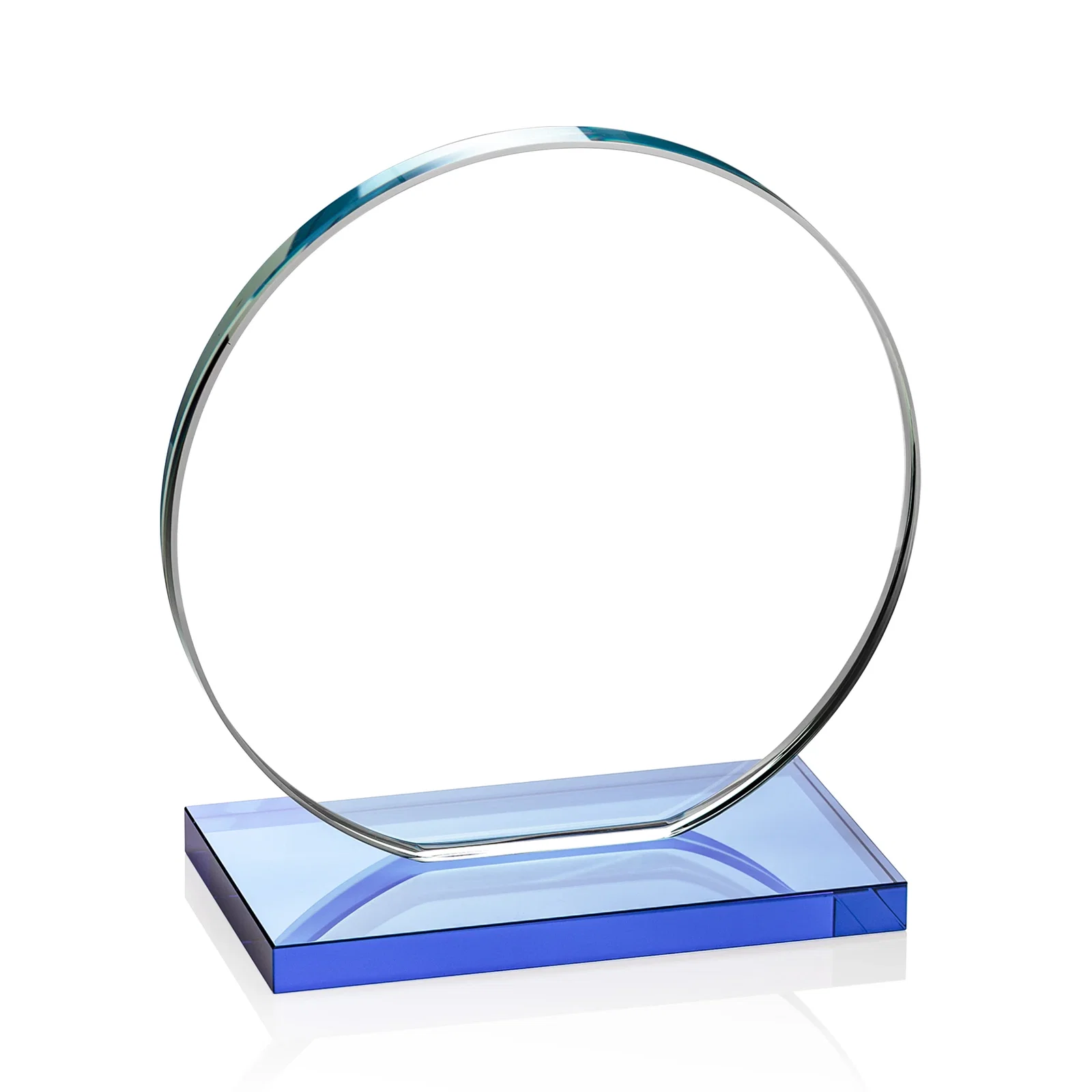Branded Starfire Crystal Disc Award On An Ivory Crystal Base, with your company name for employee recognition